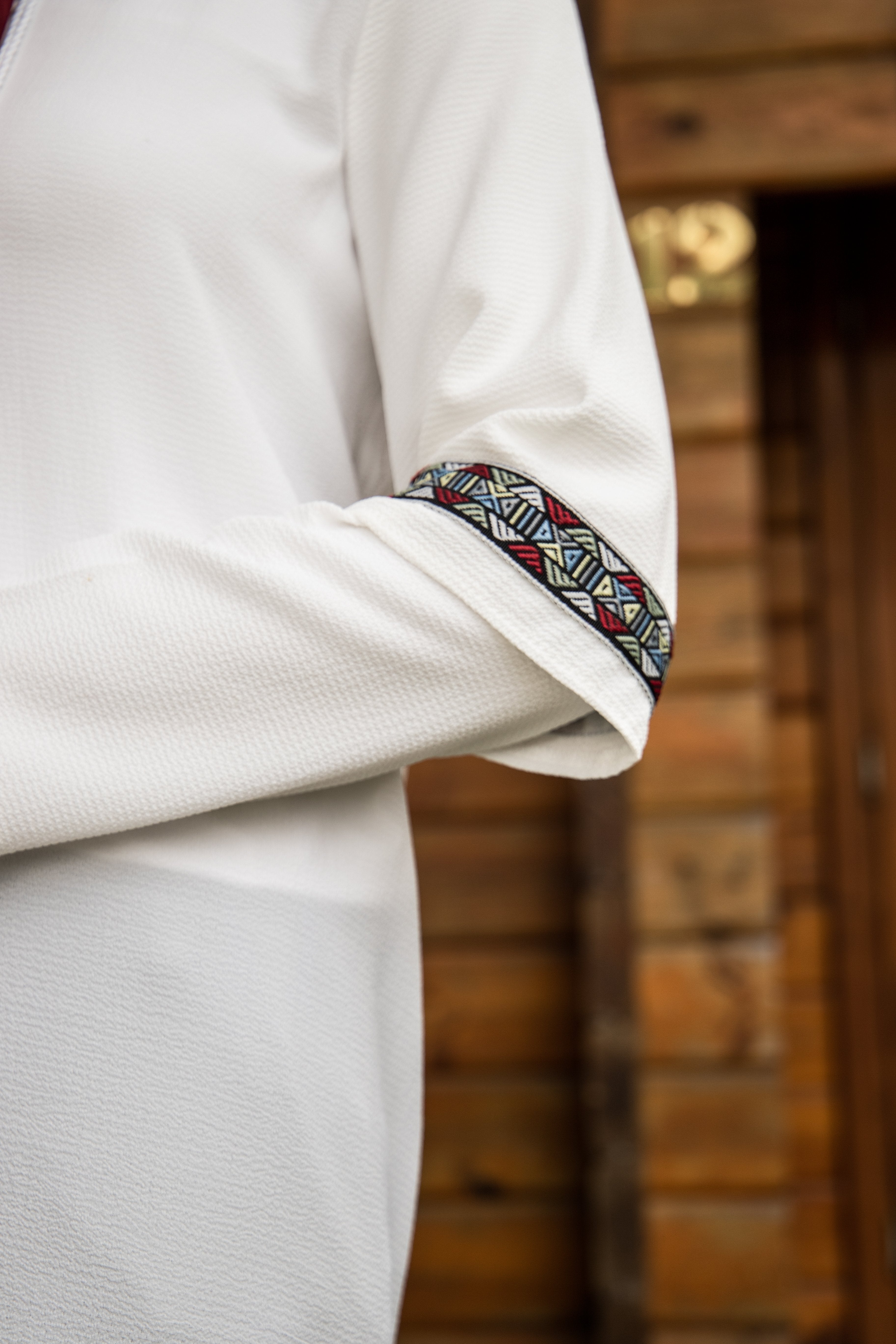 White Tunic with Embroidery Sleeve