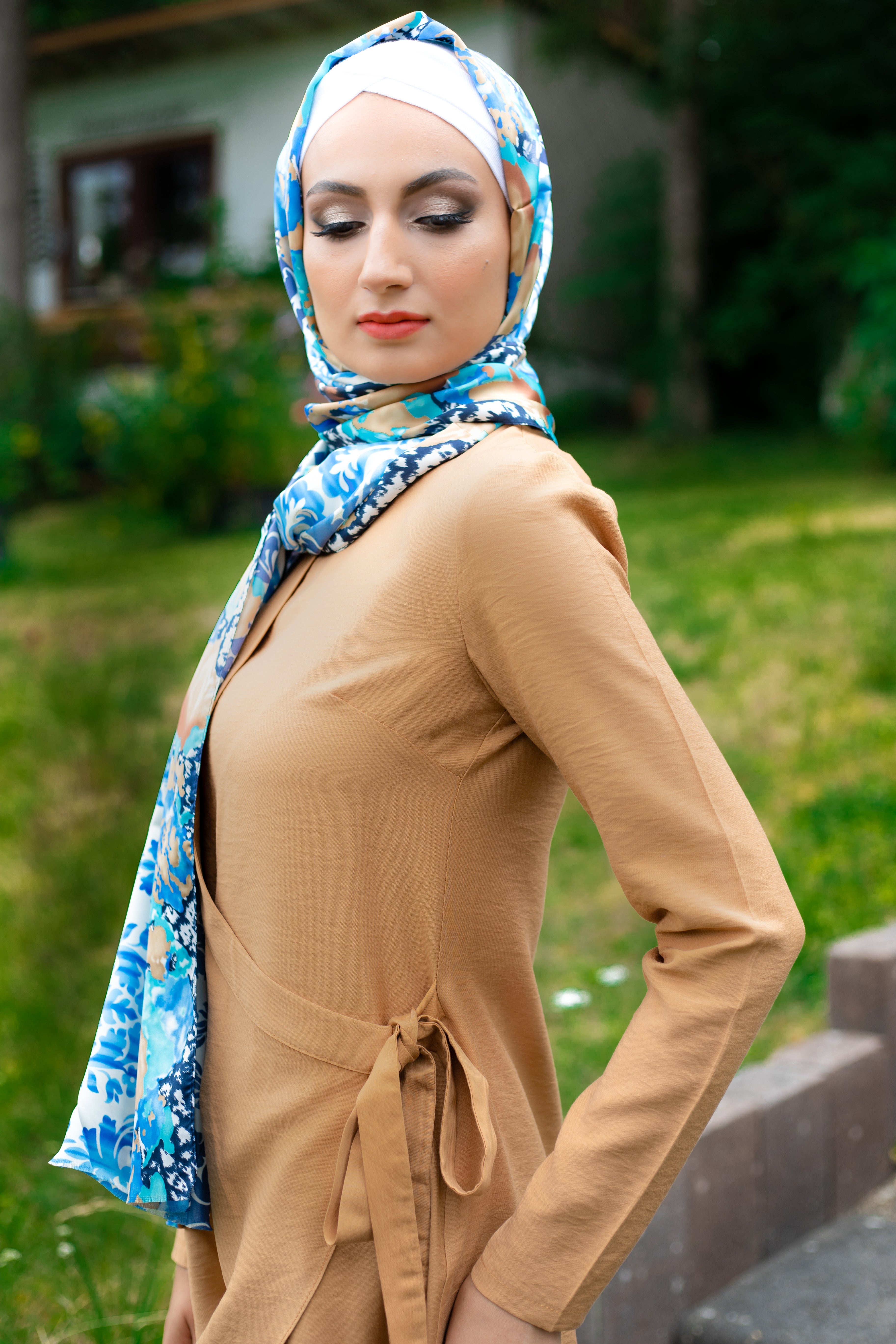 Elegant Puane Suit | Camel Color - E-Modesta#Hijab_fashion#
