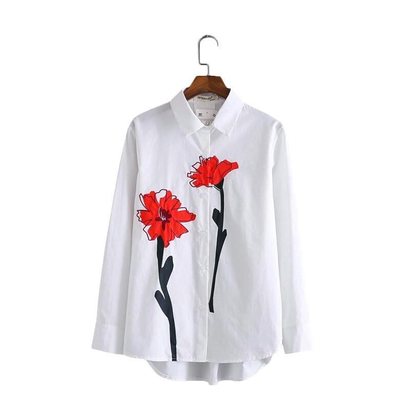 Sweet red floral printed shirt - E-Modesta