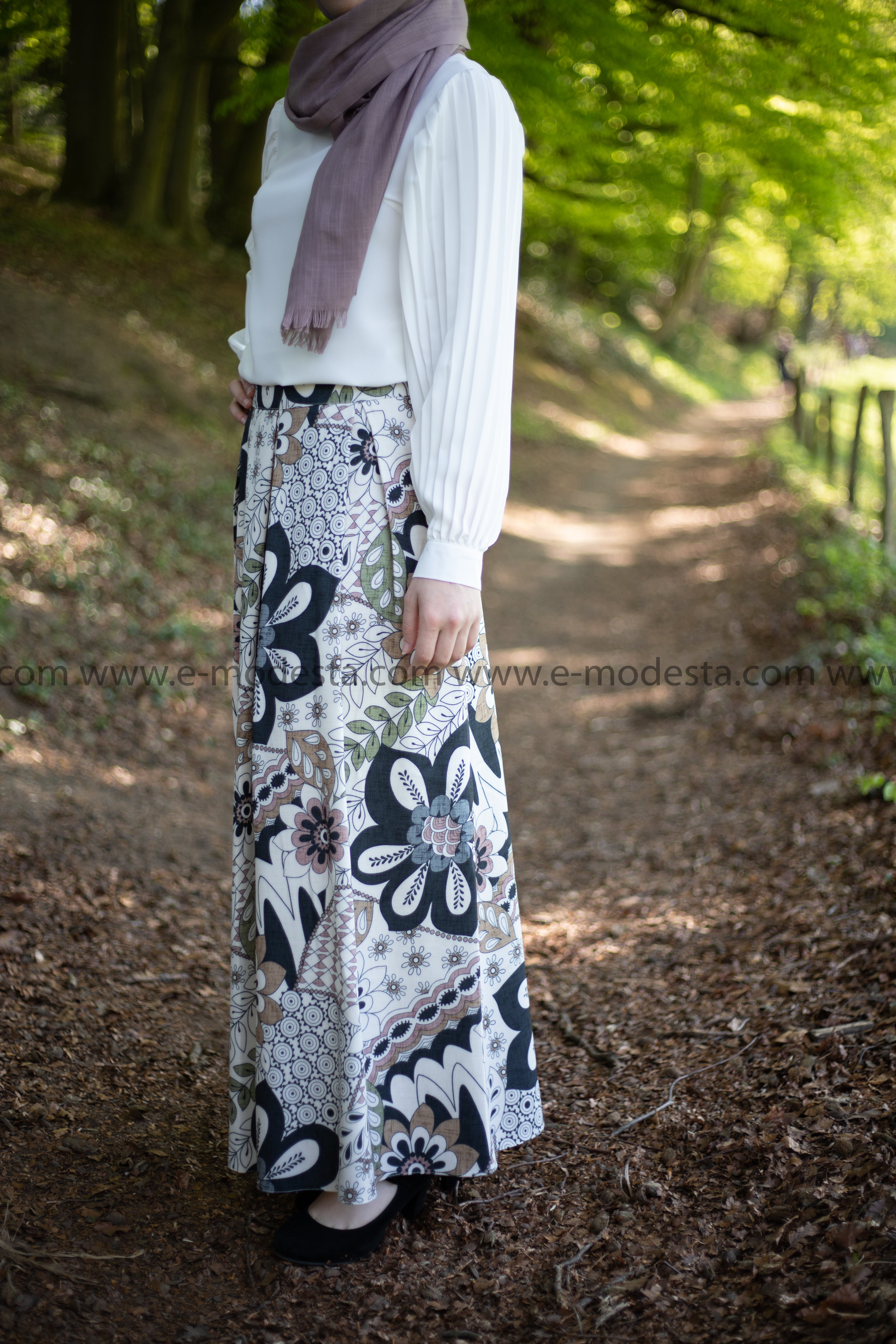 Maxi Floral Skirt | Pink & Blue | Lined from Inside - E-Modesta