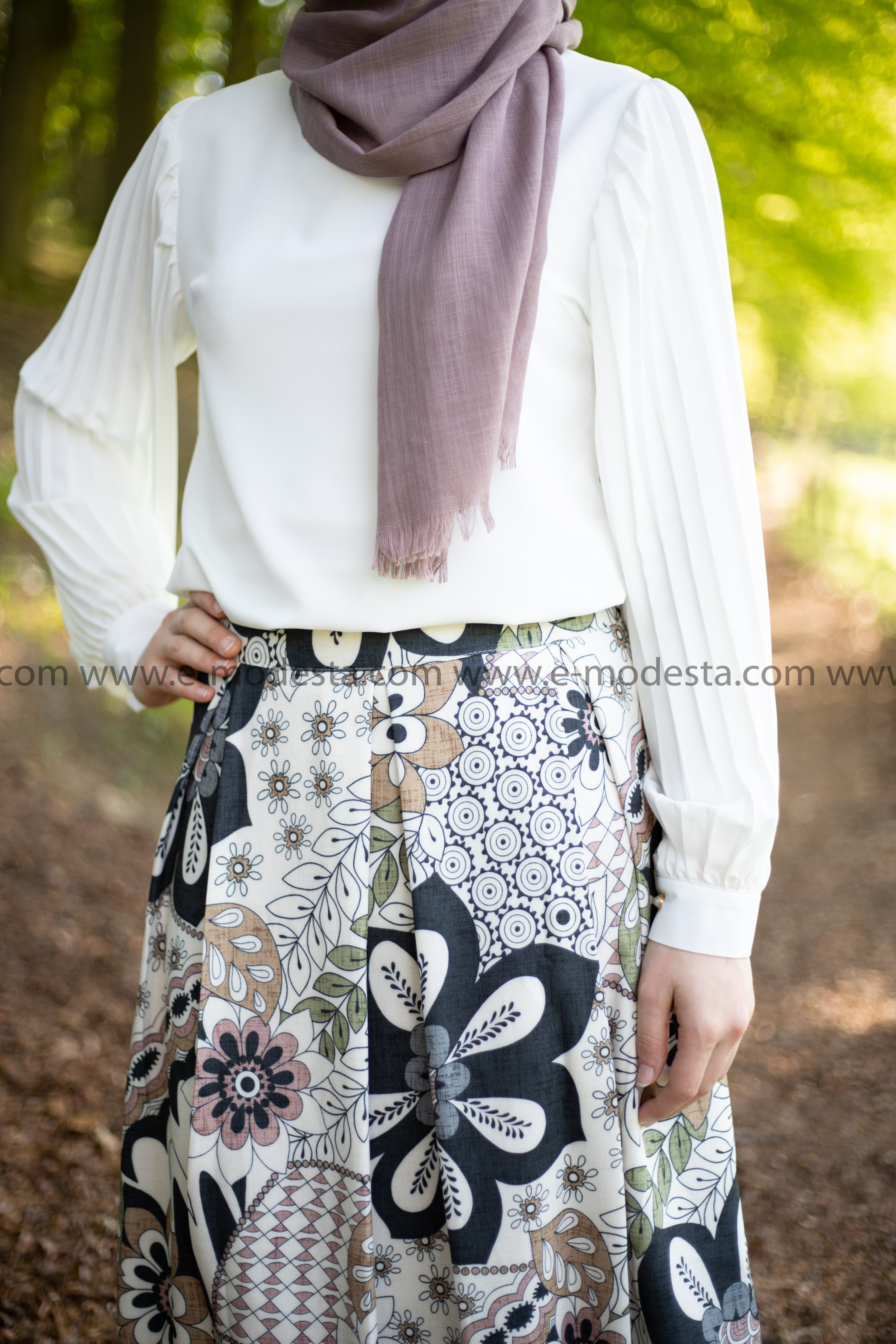 Maxi Floral Skirt | Pink & Blue | Lined from Inside - E-Modesta