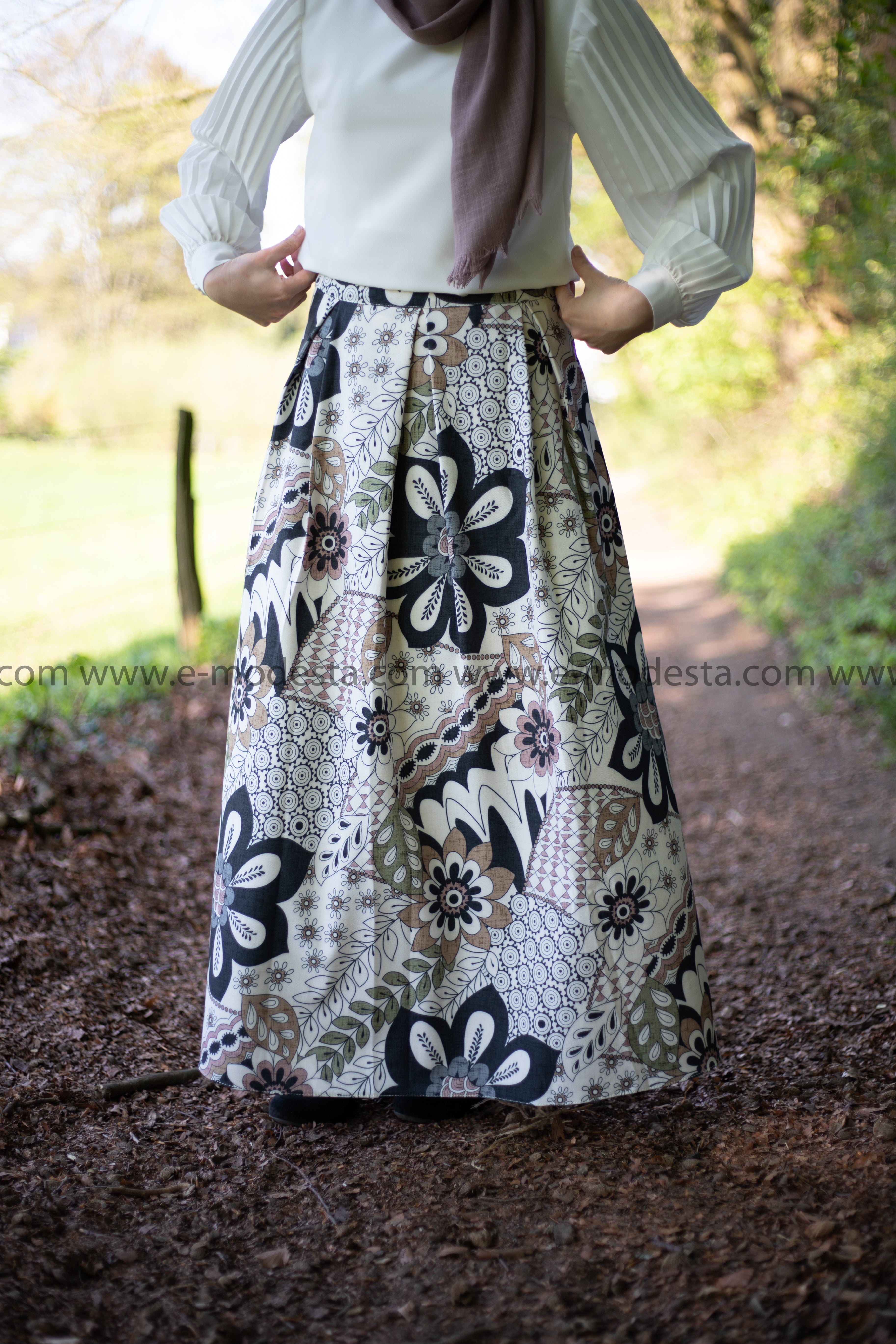 Maxi Floral Skirt | Pink & Blue | Lined from Inside - E-Modesta