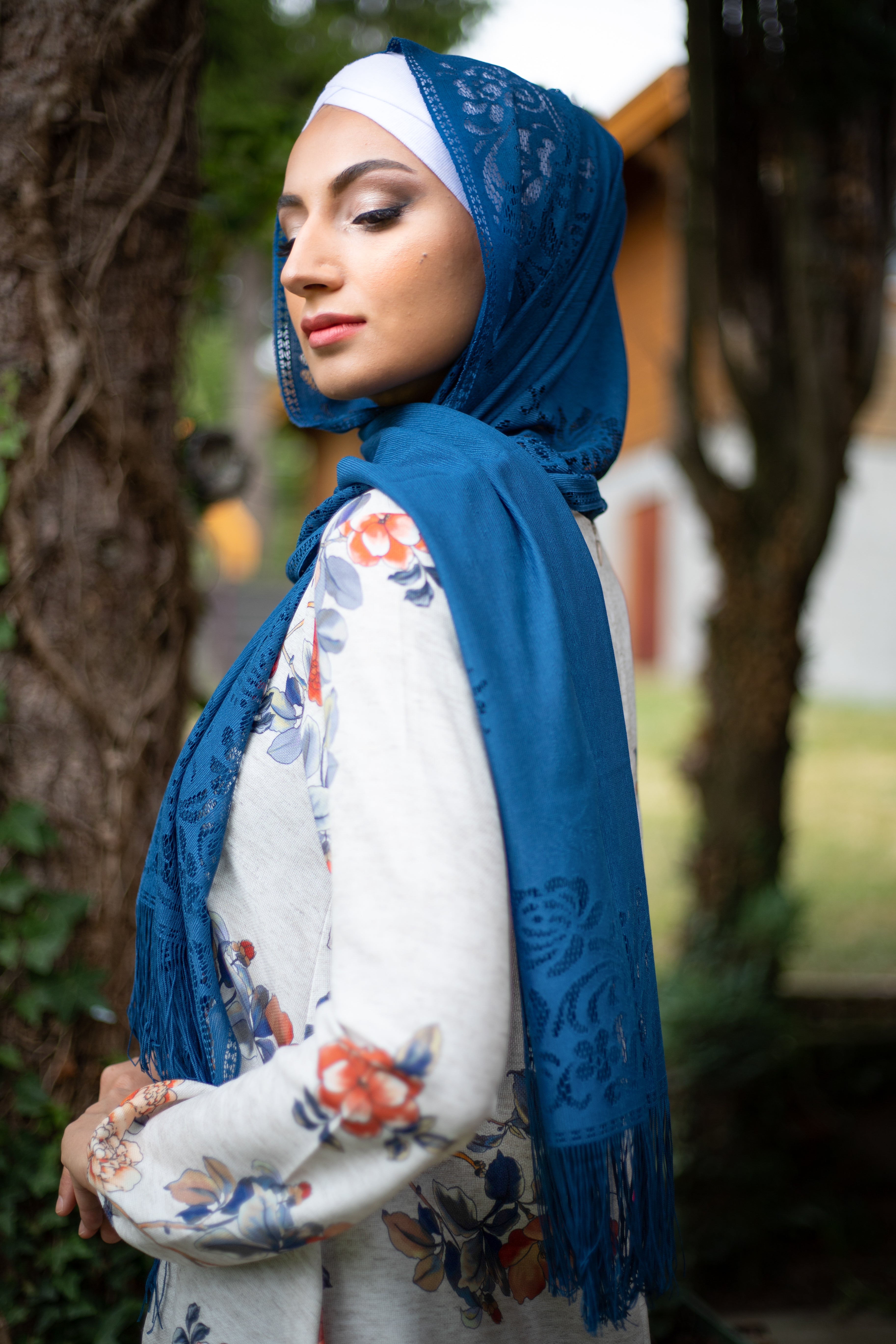 Floral Tunic & Wide Leg Pants Outfit | Color Blue