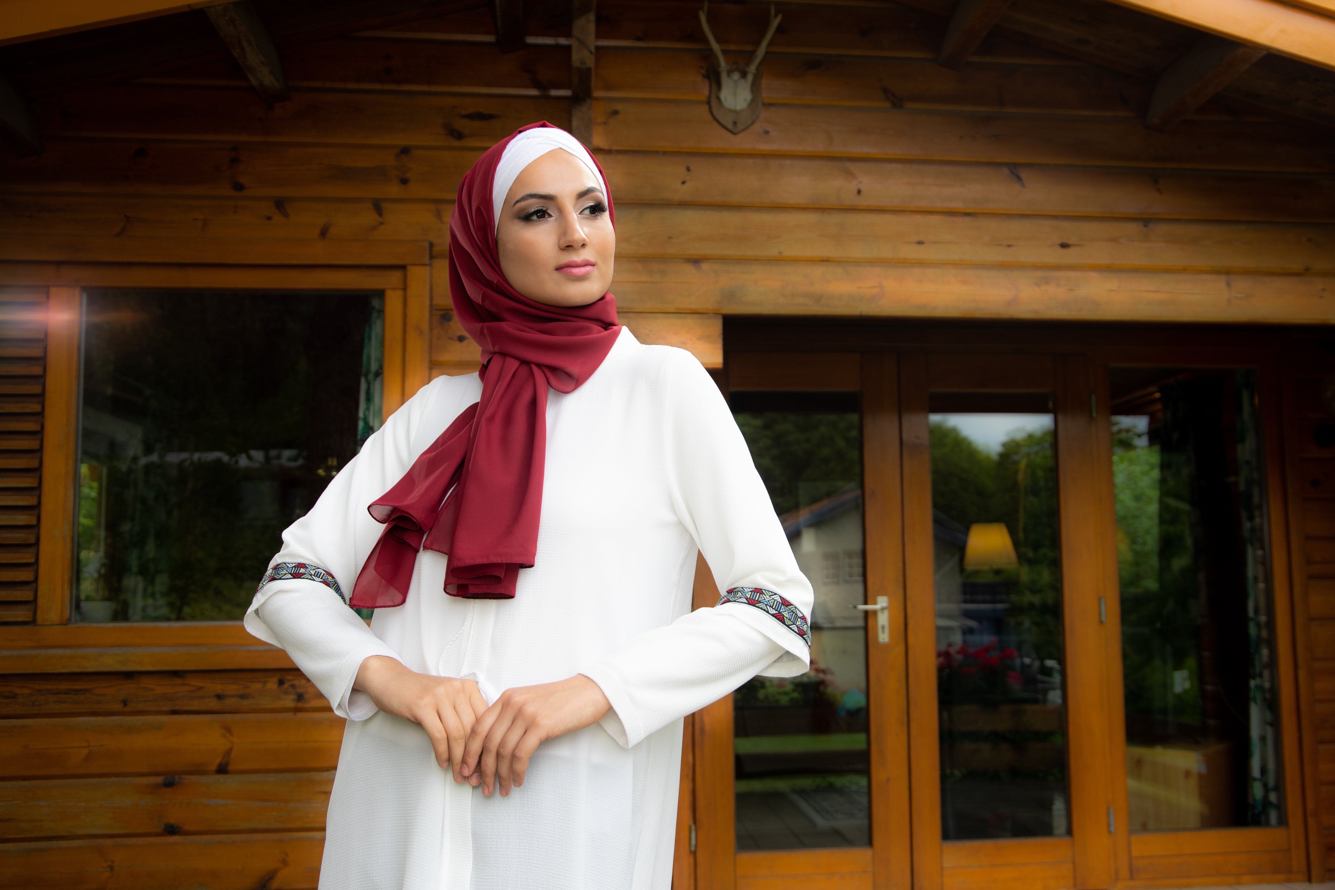 White Tunic with Embroidery Sleeve