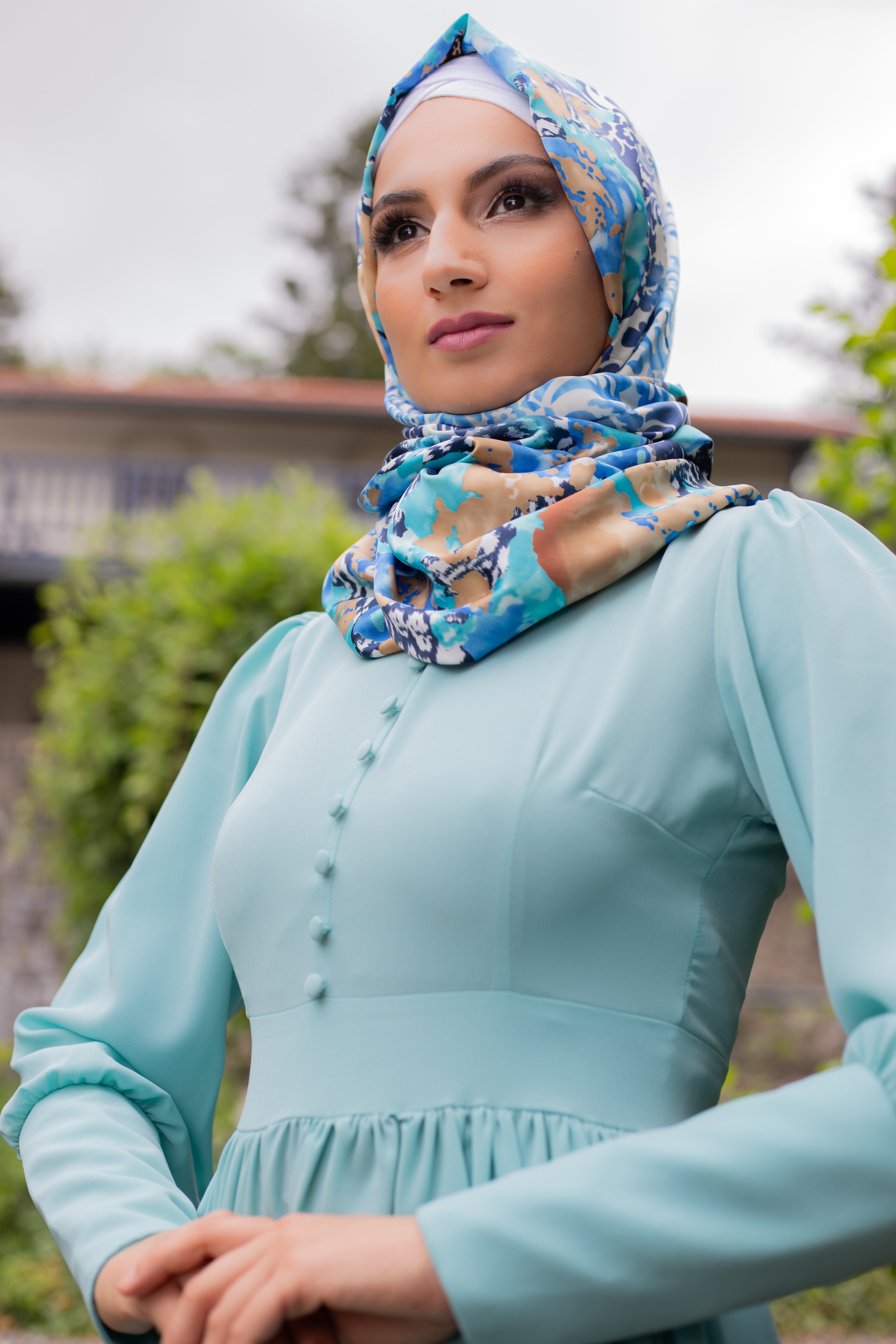 Simple Elegant Dress | Fully Lined | Sky Blue Color E-Modesta Simple Elegant Dress | Fully Lined | Sky Blue Color E-Modesta