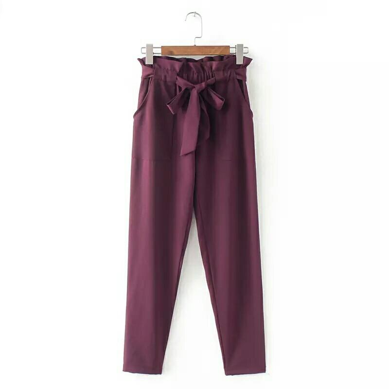 Sweet High Waist Pants with Bow Tie (6 colors) - E-Modesta