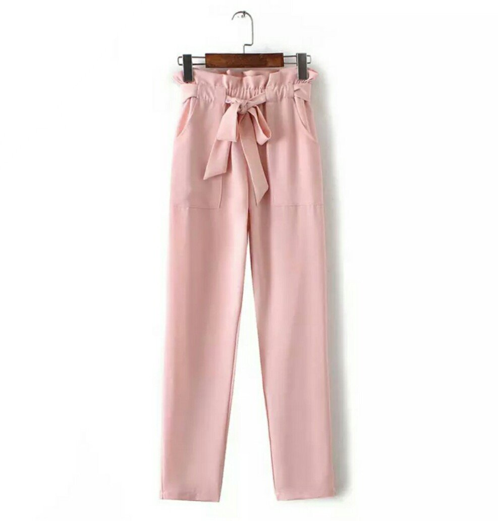 Sweet High Waist Pants with Bow Tie (6 colors) - E-Modesta