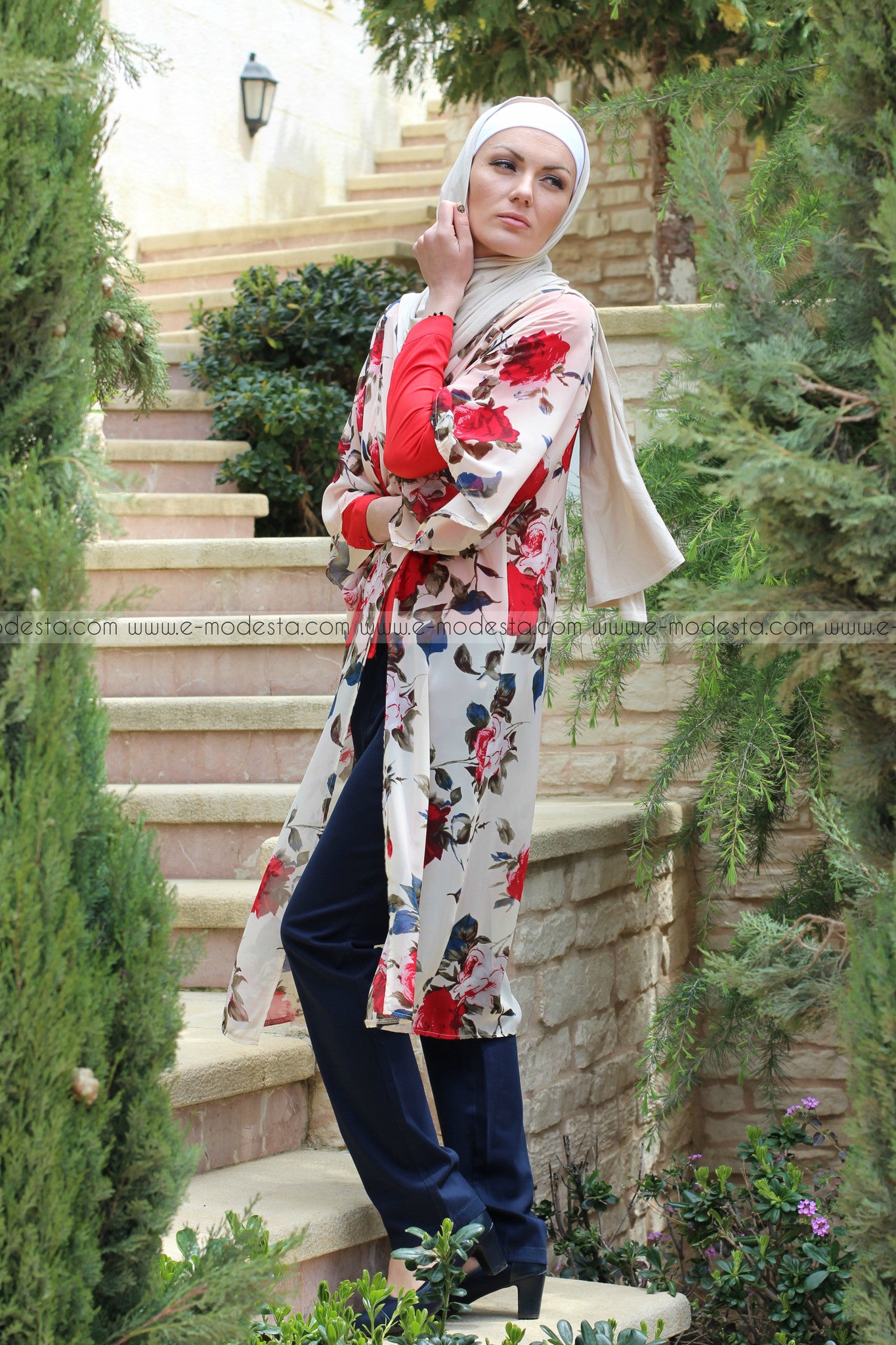 Floral long kimono - E-Modesta