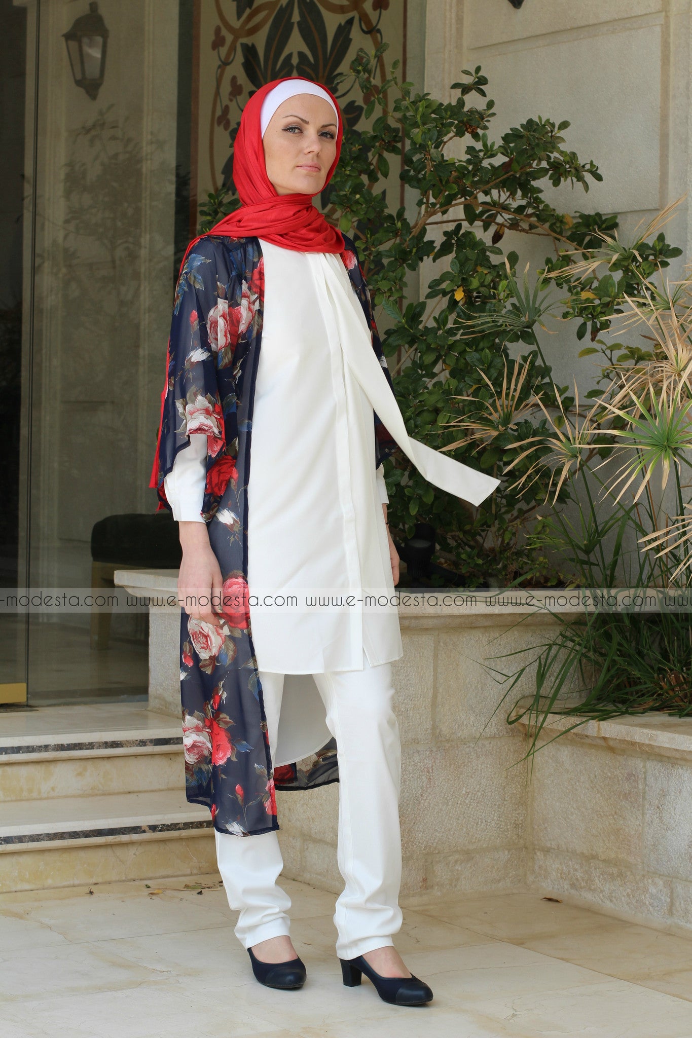 Floral long kimono - E-Modesta