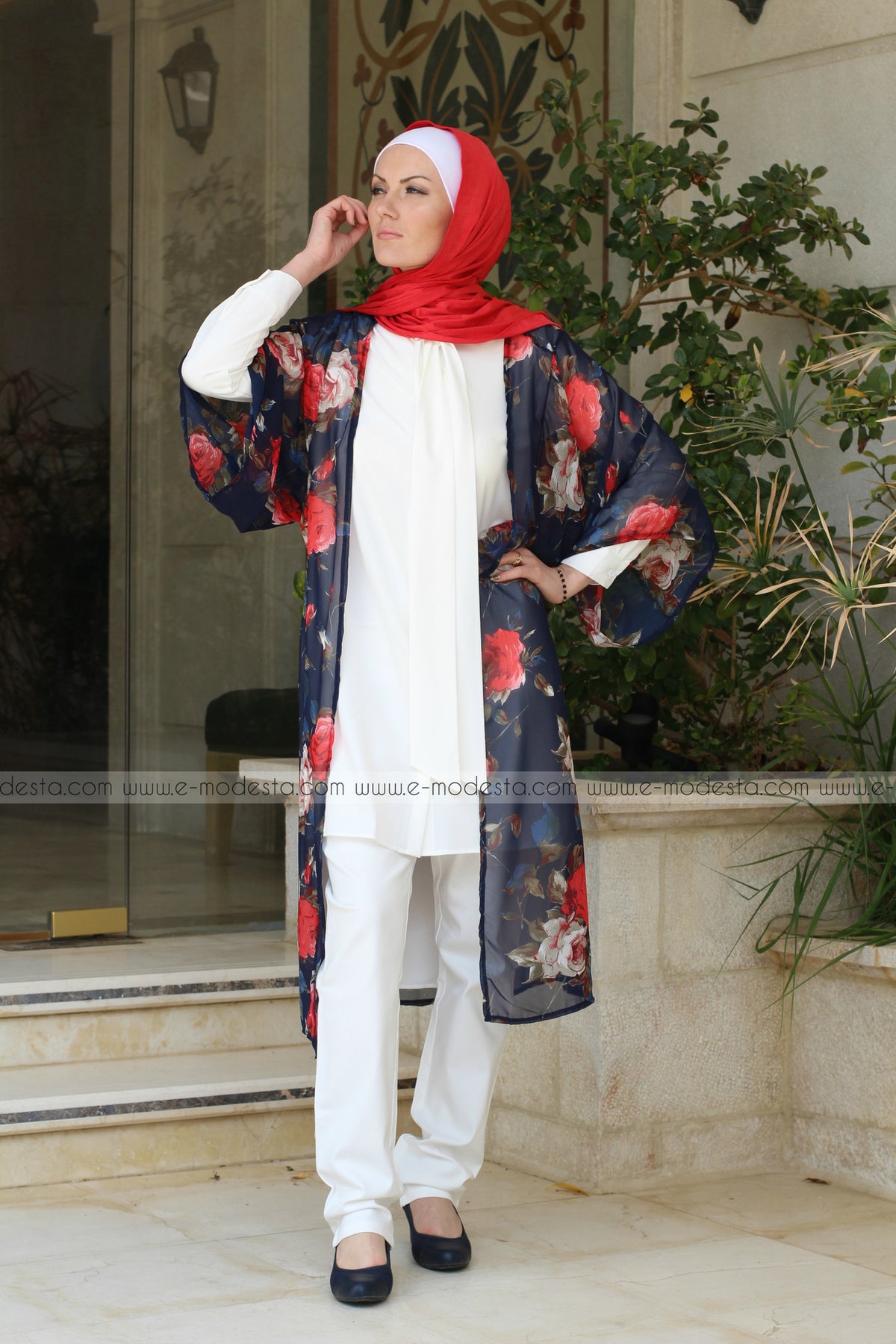 Floral long kimono - E-Modesta