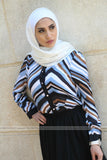 Triangular-Striped Chiffon Shirt - E-Modesta