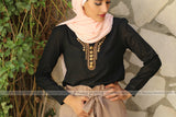 SALE Chiffon Formal Blouse with Bronze Beads - E-Modesta