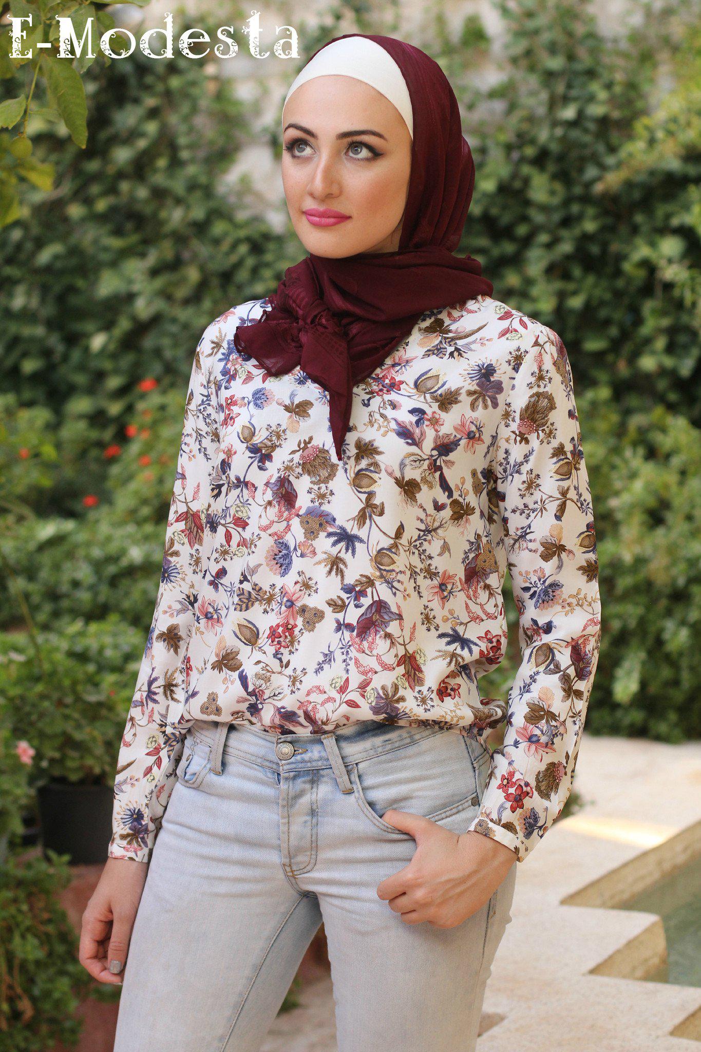 Multicolored floral print blouse - E-Modesta