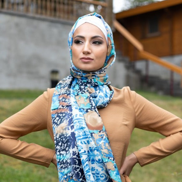 Multicolor Scarf Blue - E-Modesta