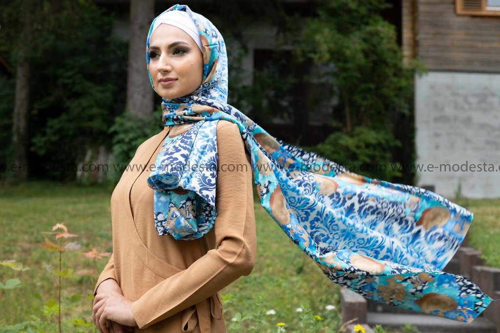 Multicolor Scarf Blue - E-Modesta