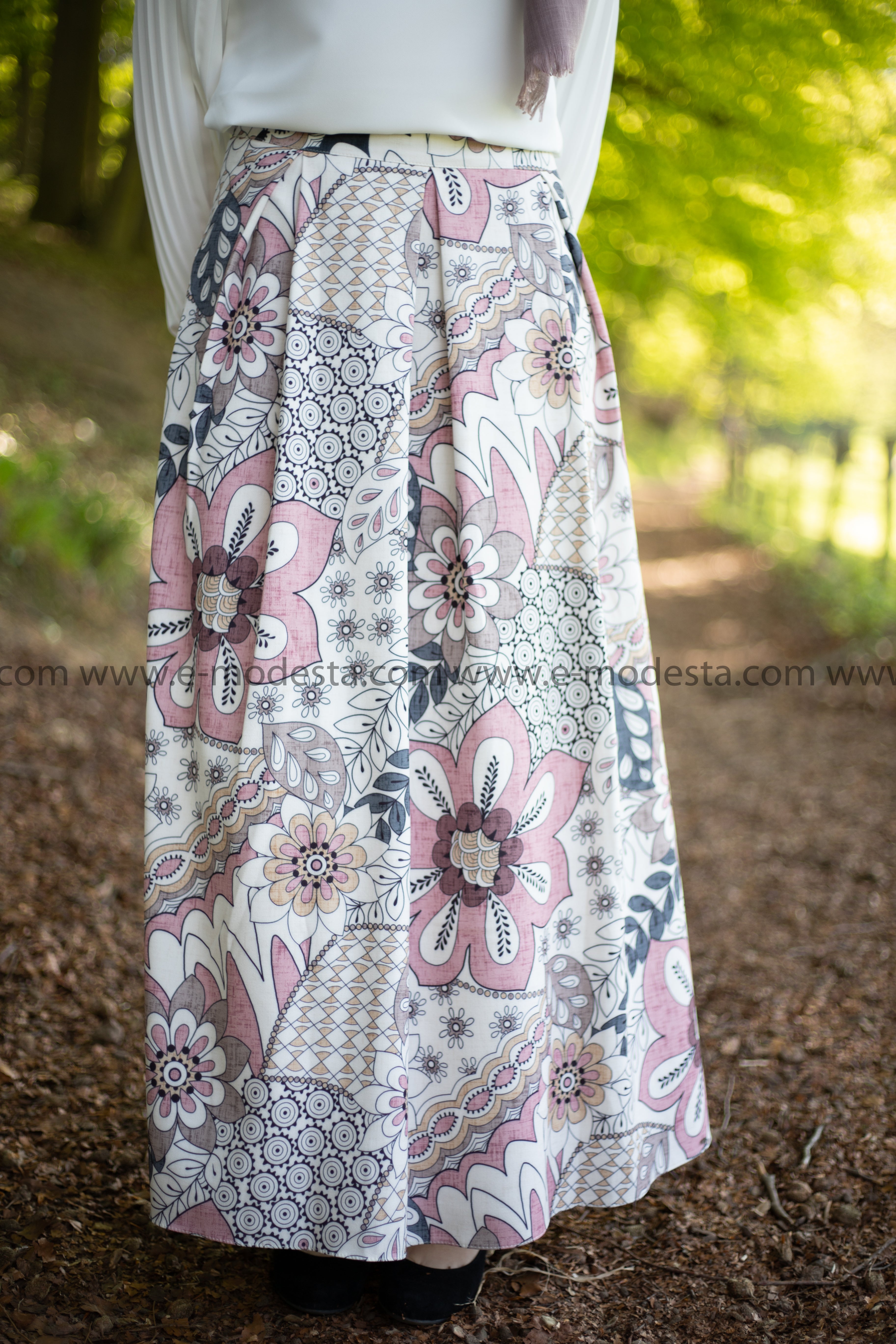 Maxi Floral Skirt | Pink & Purple | Lined from Inside - E-Modesta