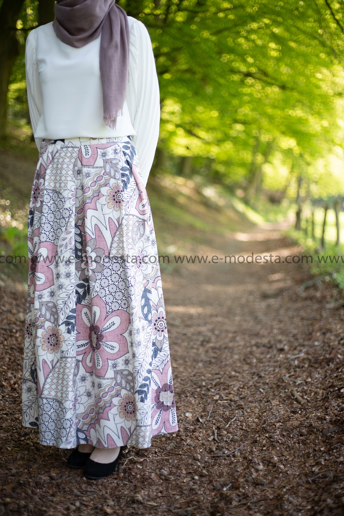 Maxi Floral Skirt | Pink & Purple | Lined from Inside - E-Modesta