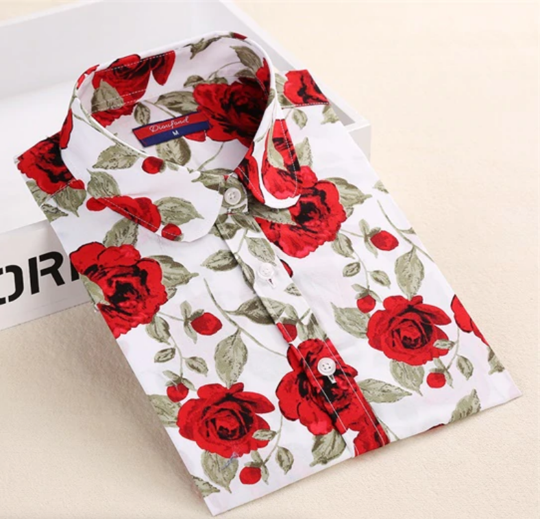 Red Flowers Shirt - E-Modesta