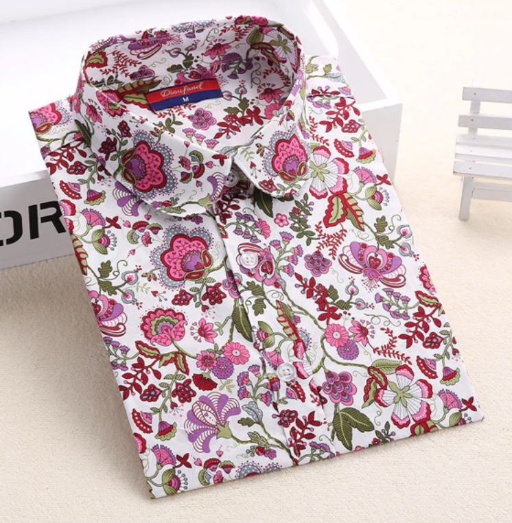 Pink Floral Printed Shirt - E-Modesta