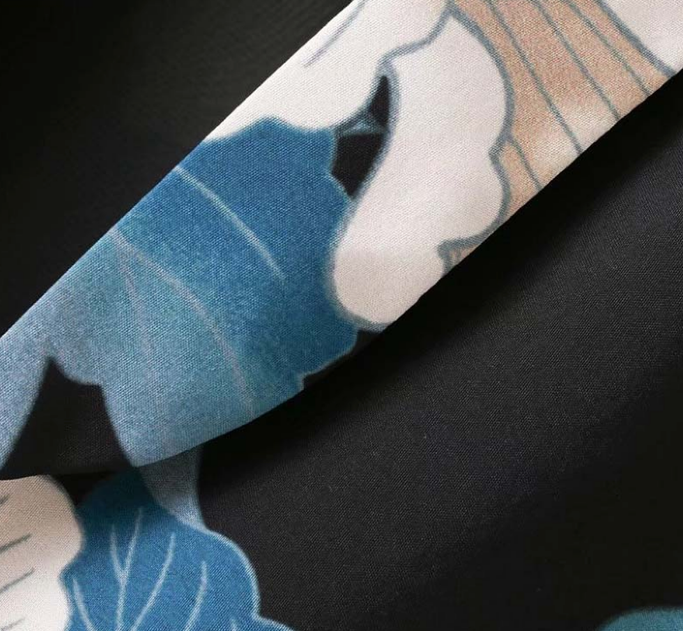 Mid-length Blazer with Vintage Blue Floral Print - E-Modesta