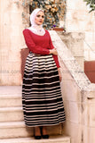 High quality elegant floor length skirt - White and black - E-Modesta