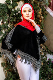 SALE V-Neck Knitting Pattern Cape | BLACK - E-Modesta