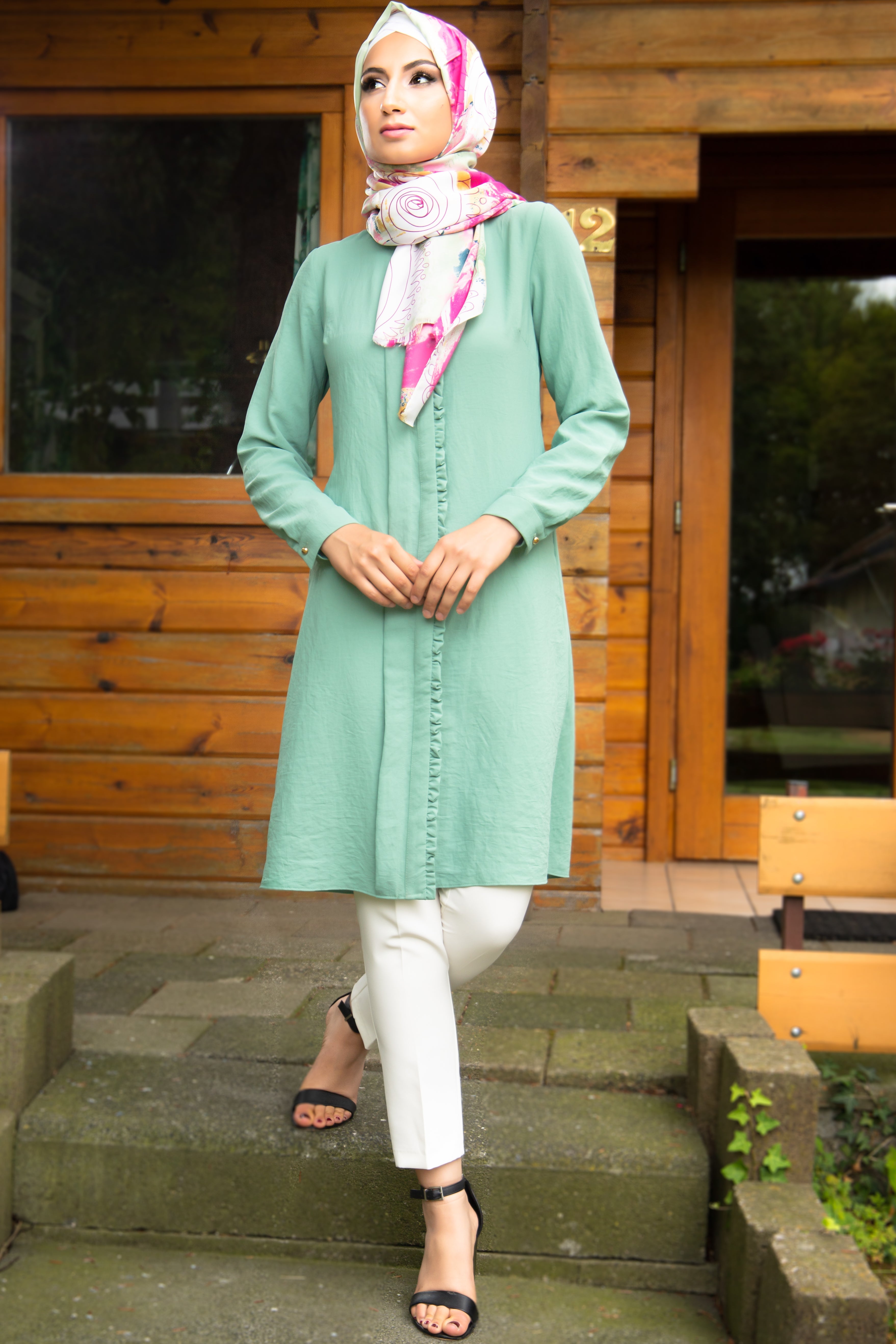 Chic Long Tunic Light Green | By Puane - E-Modesta#Hijab_fashion#