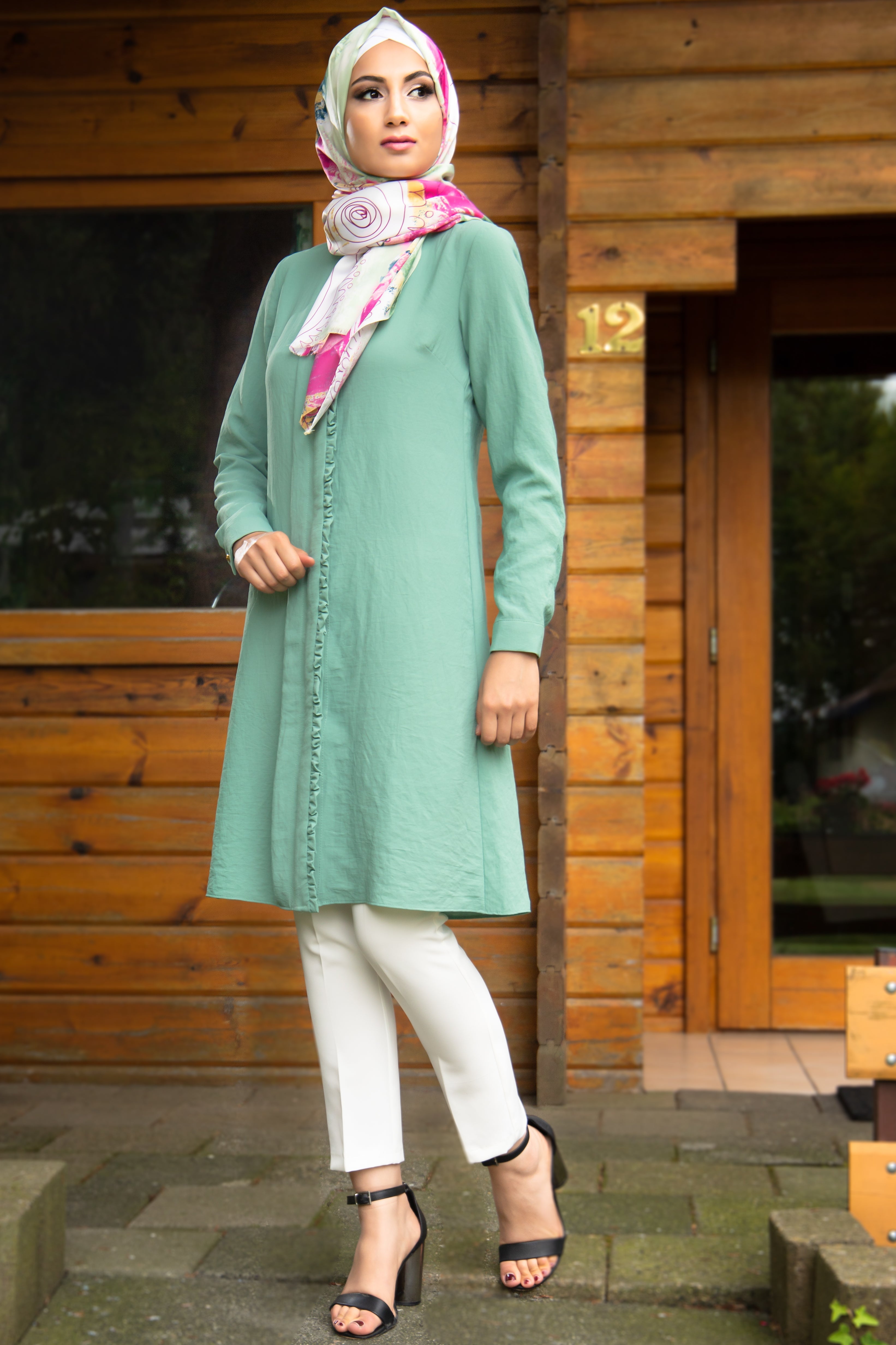 Chic Long Tunic Light Green | By Puane - E-Modesta#Hijab_fashion#