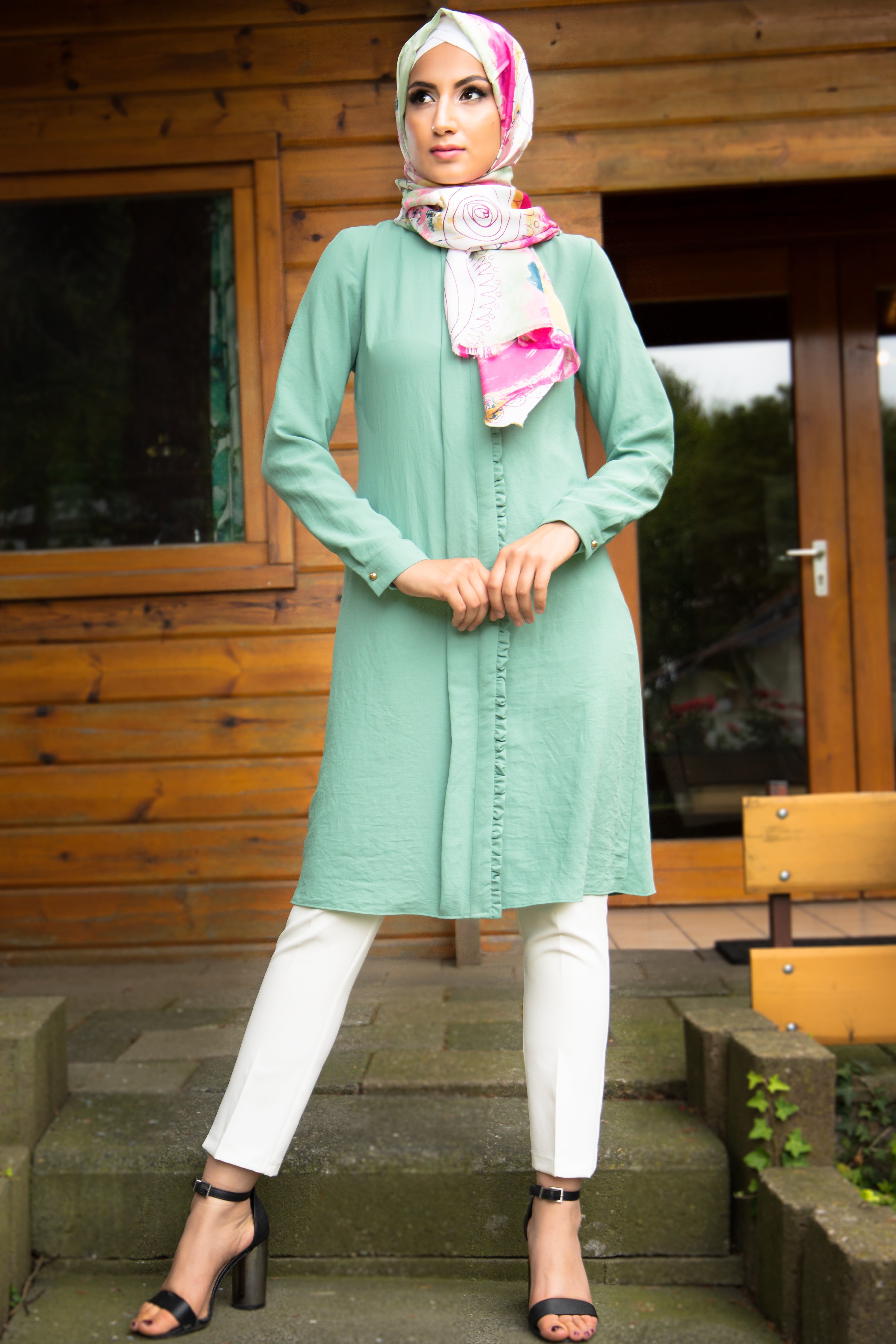 Chic Long Tunic Light Green | By Puane - E-Modesta#Hijab_fashion#