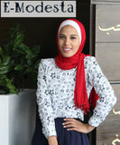Dark blue printed shirt - E-Modesta#Hijab_fashion#