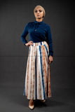 SALE Formal Dark Blue Blouse | Lace & Pearls on the Shoulders - E-Modesta