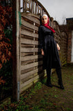 Women Dress for Winter | Black Velvet | Mid-calf - E-Modesta