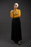 SALE Pleated Maxi Skirt | Black Color | Pearls on One Side - E-Modesta
