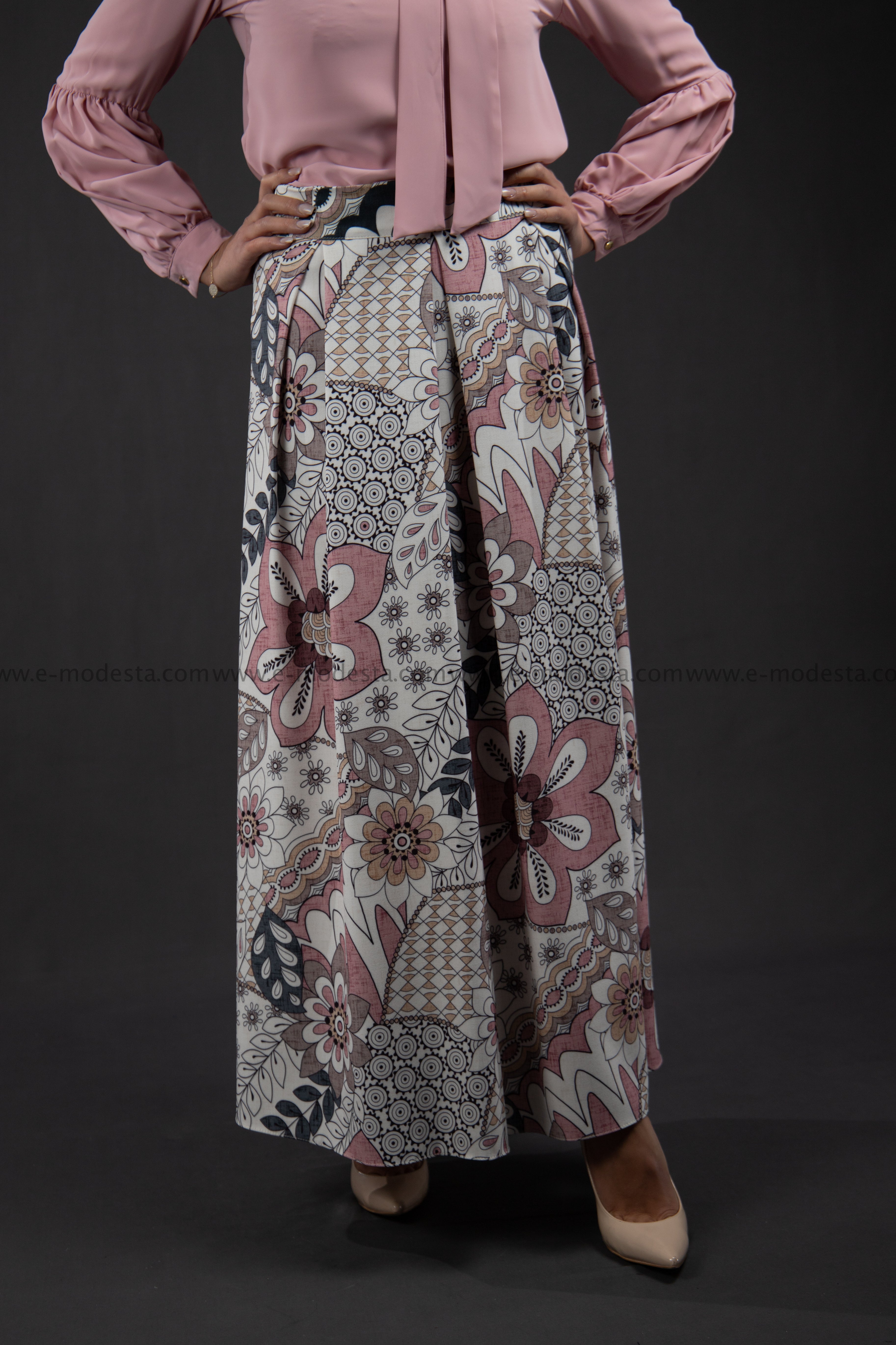 Maxi Floral Skirt | Pink & Purple | Lined from Inside - E-Modesta