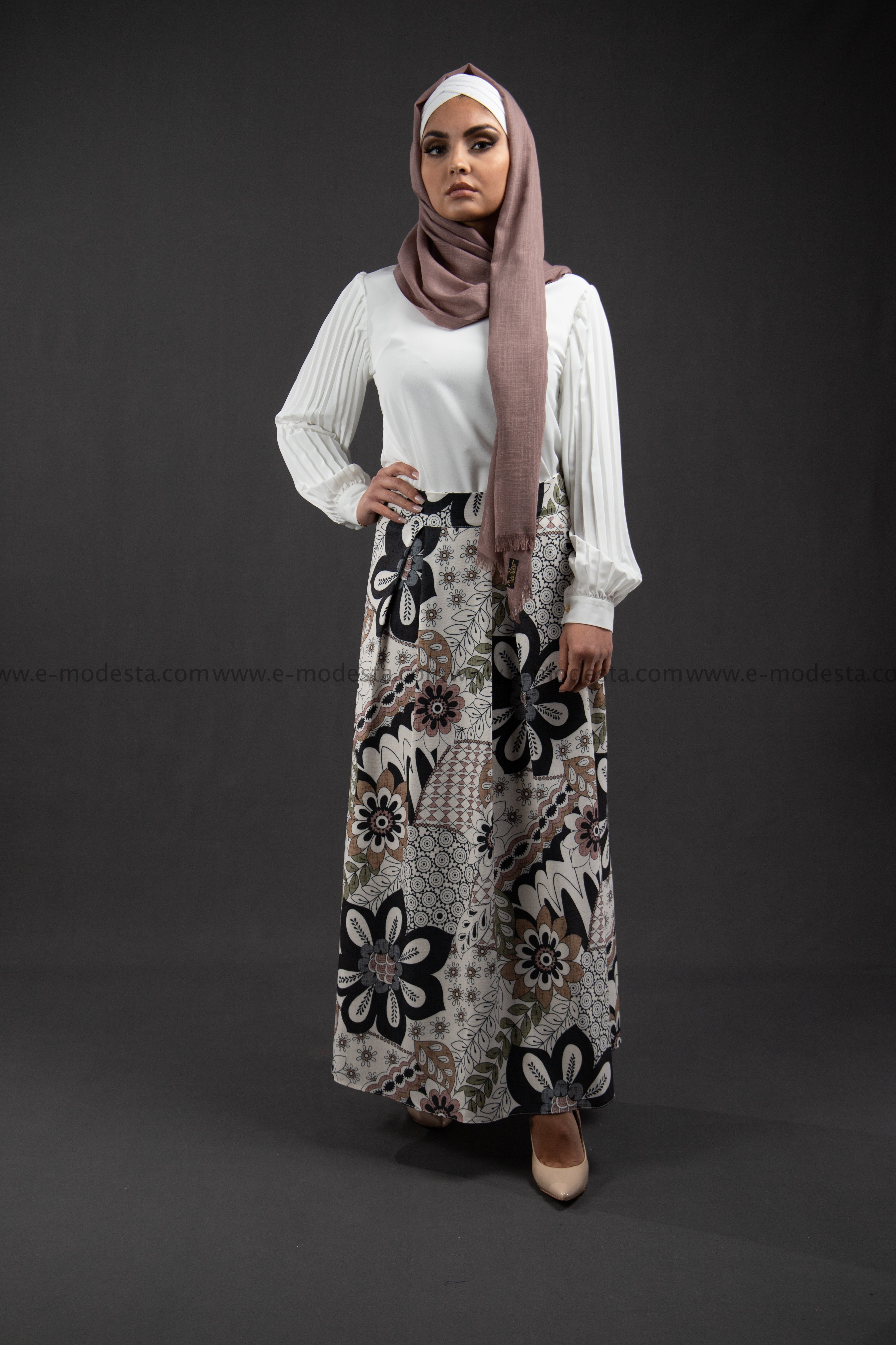 Maxi Floral Skirt | Pink & Blue | Lined from Inside - E-Modesta