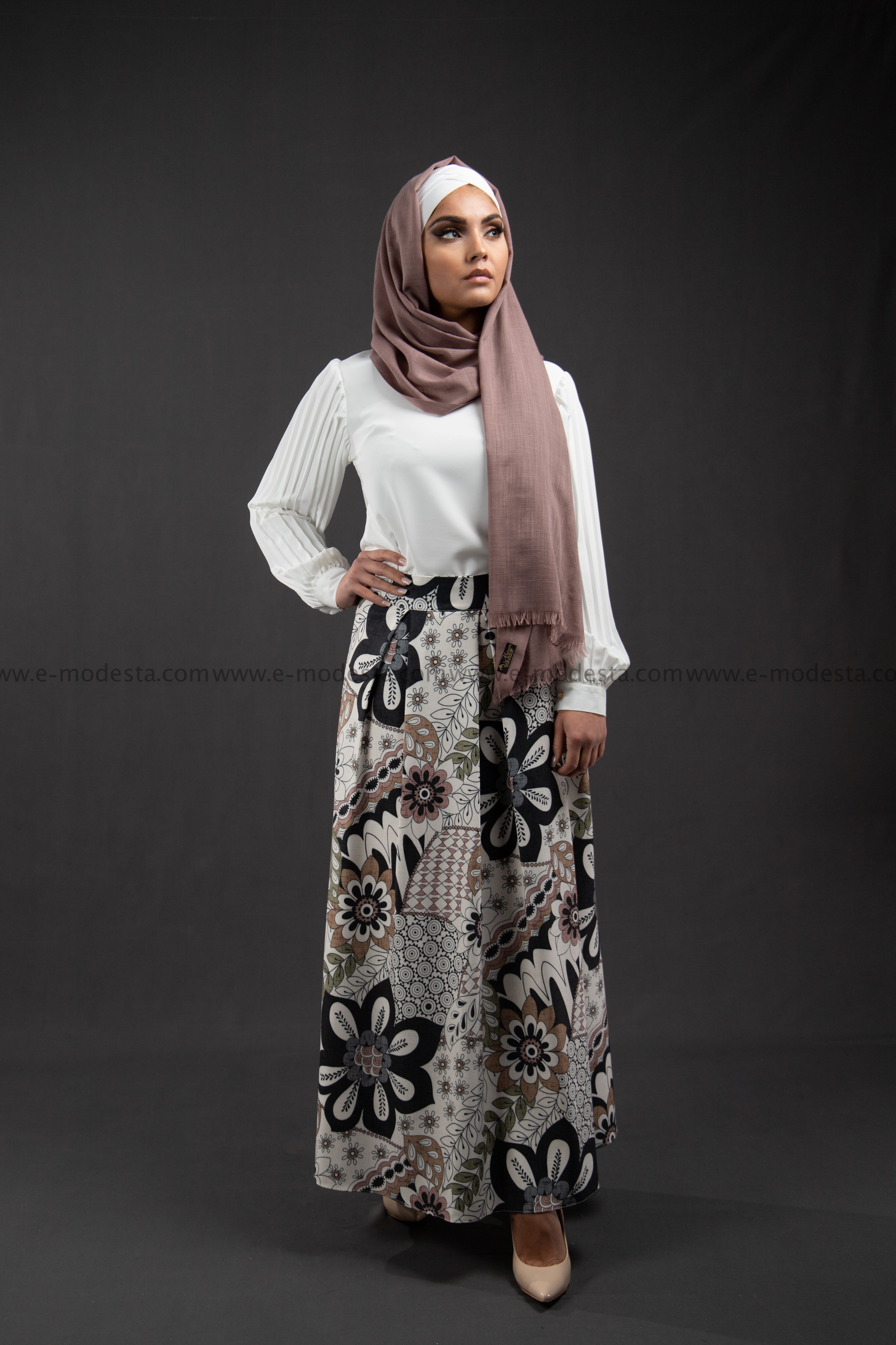 Maxi Floral Skirt | Pink & Blue | Lined from Inside - E-Modesta