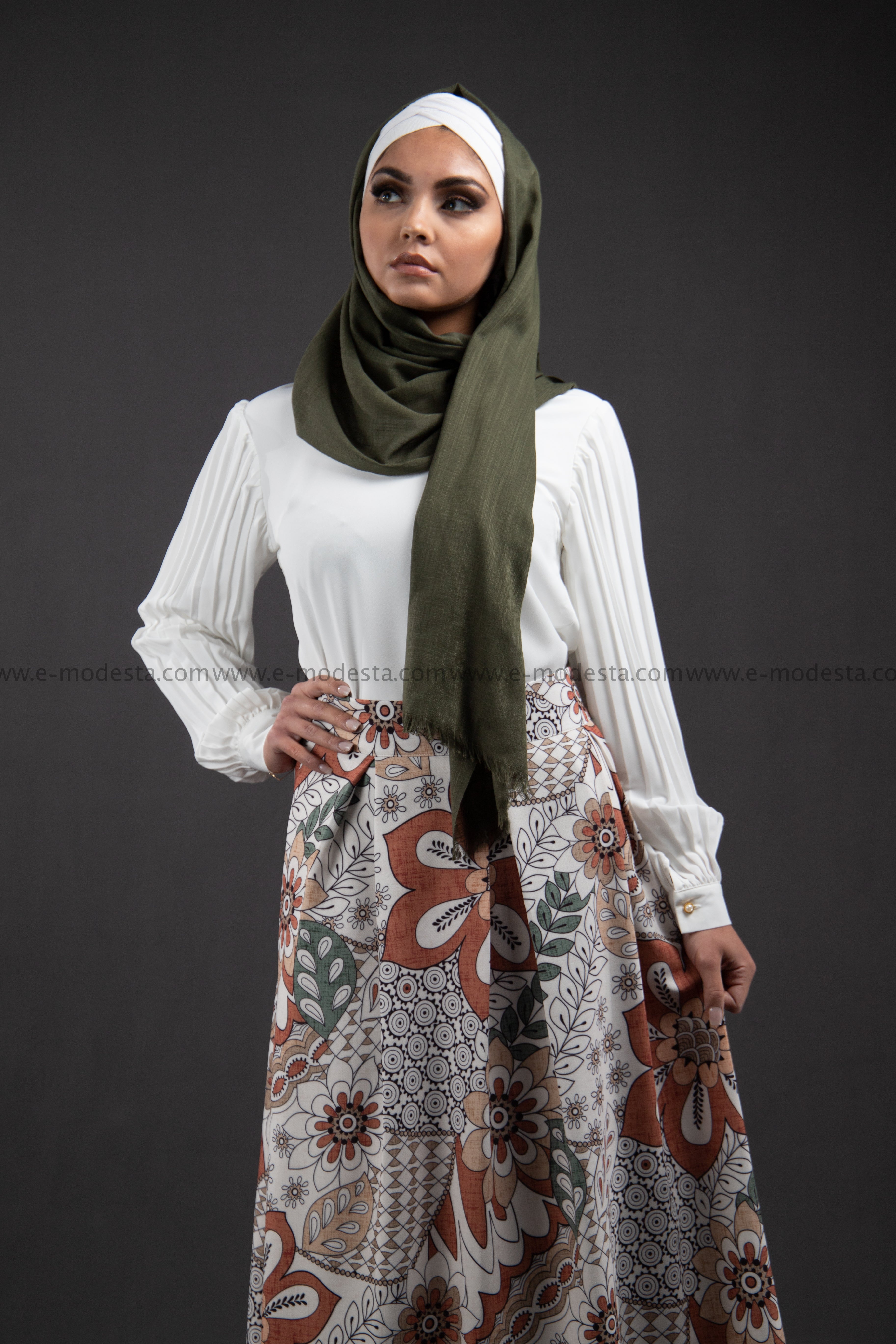 SALE Formal White Blouse | Pleated Sleeves - E-Modesta
