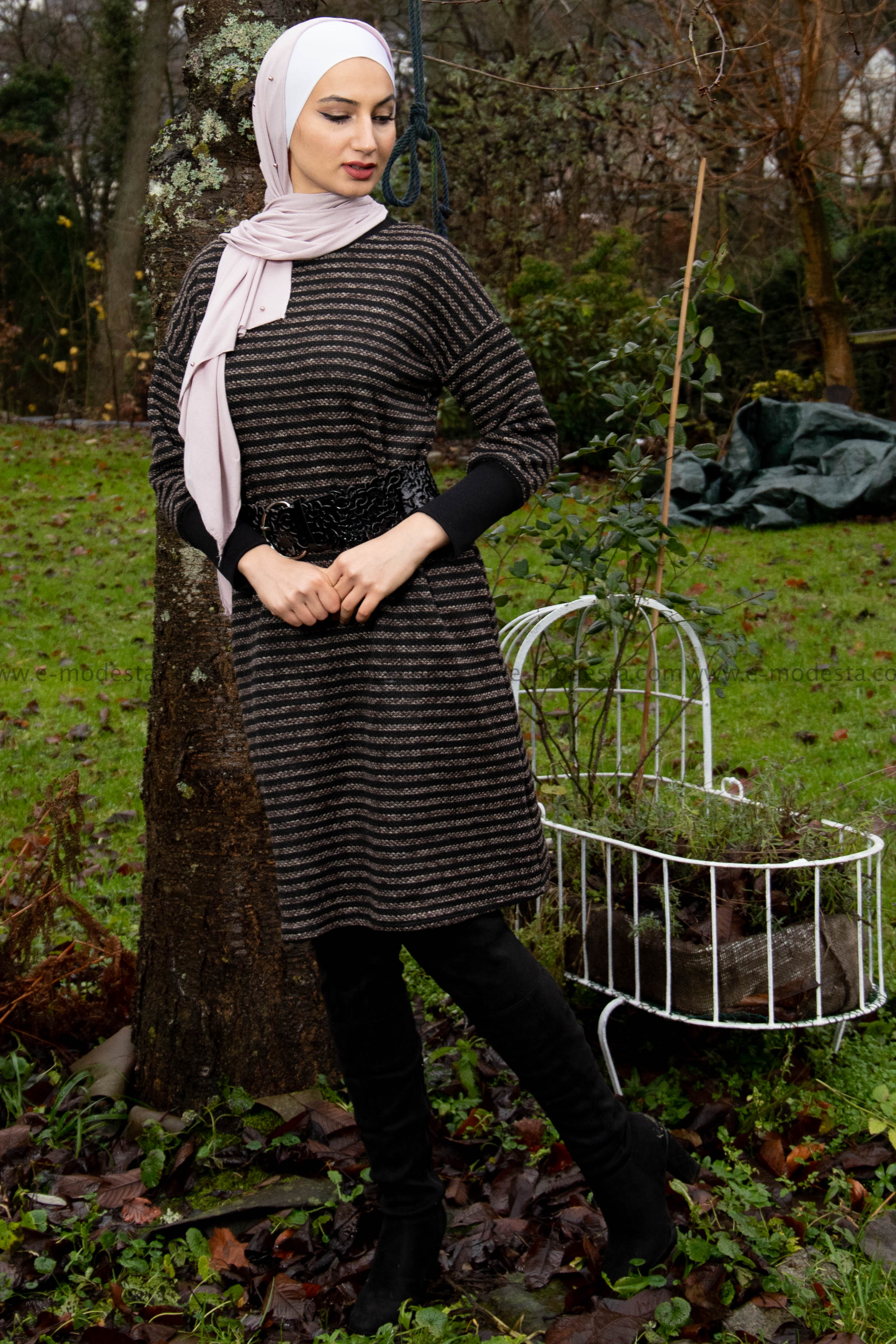 SALE Winter and Autumn Dress Black and Grey - E-Modesta