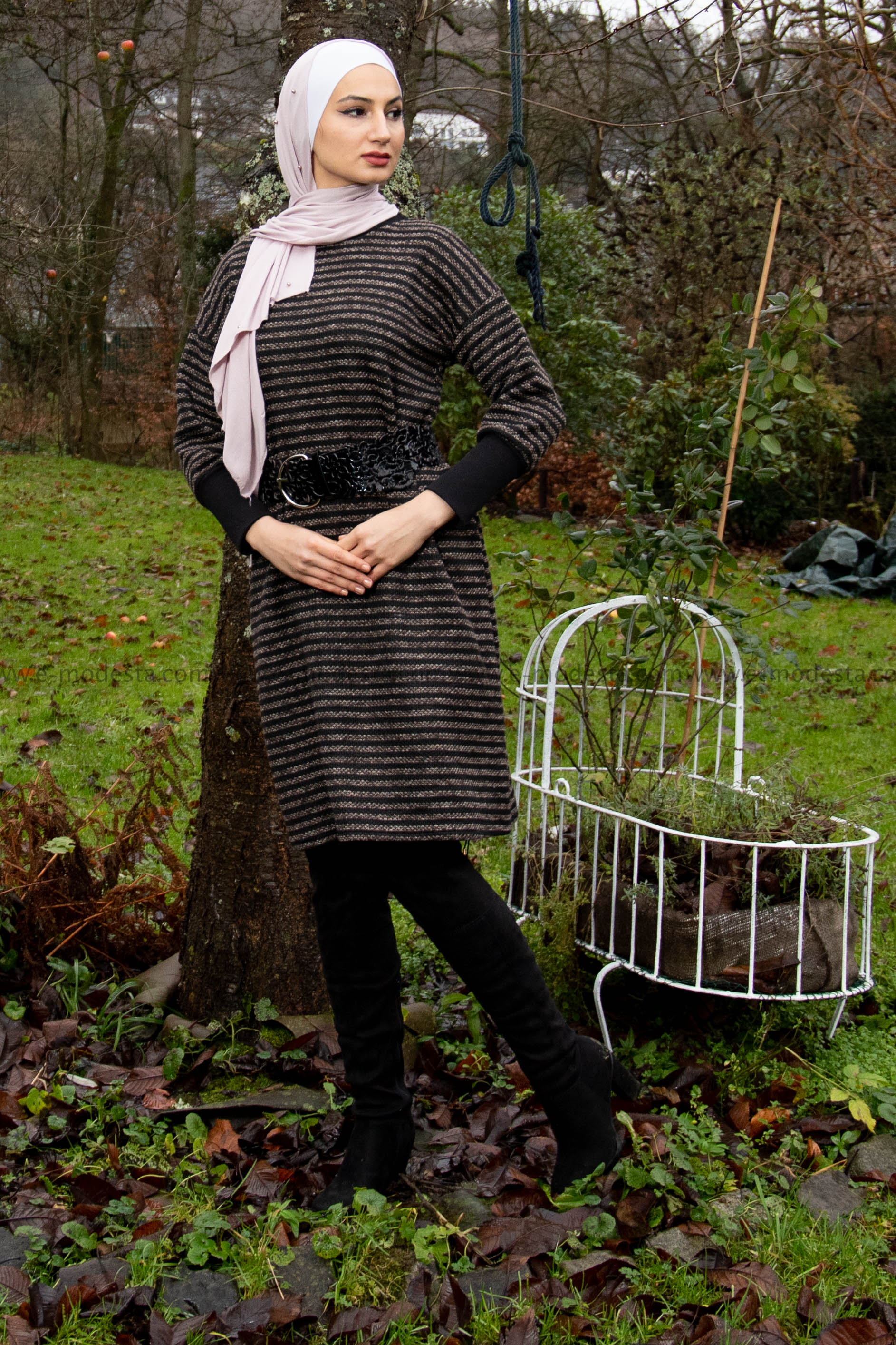 SALE Winter and Autumn Dress Black and Grey - E-Modesta