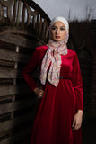 SALE Women Dress for Winter  Red Velvet Mid-calf - E-Modesta