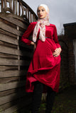 SALE Women Dress for Winter  Red Velvet Mid-calf - E-Modesta