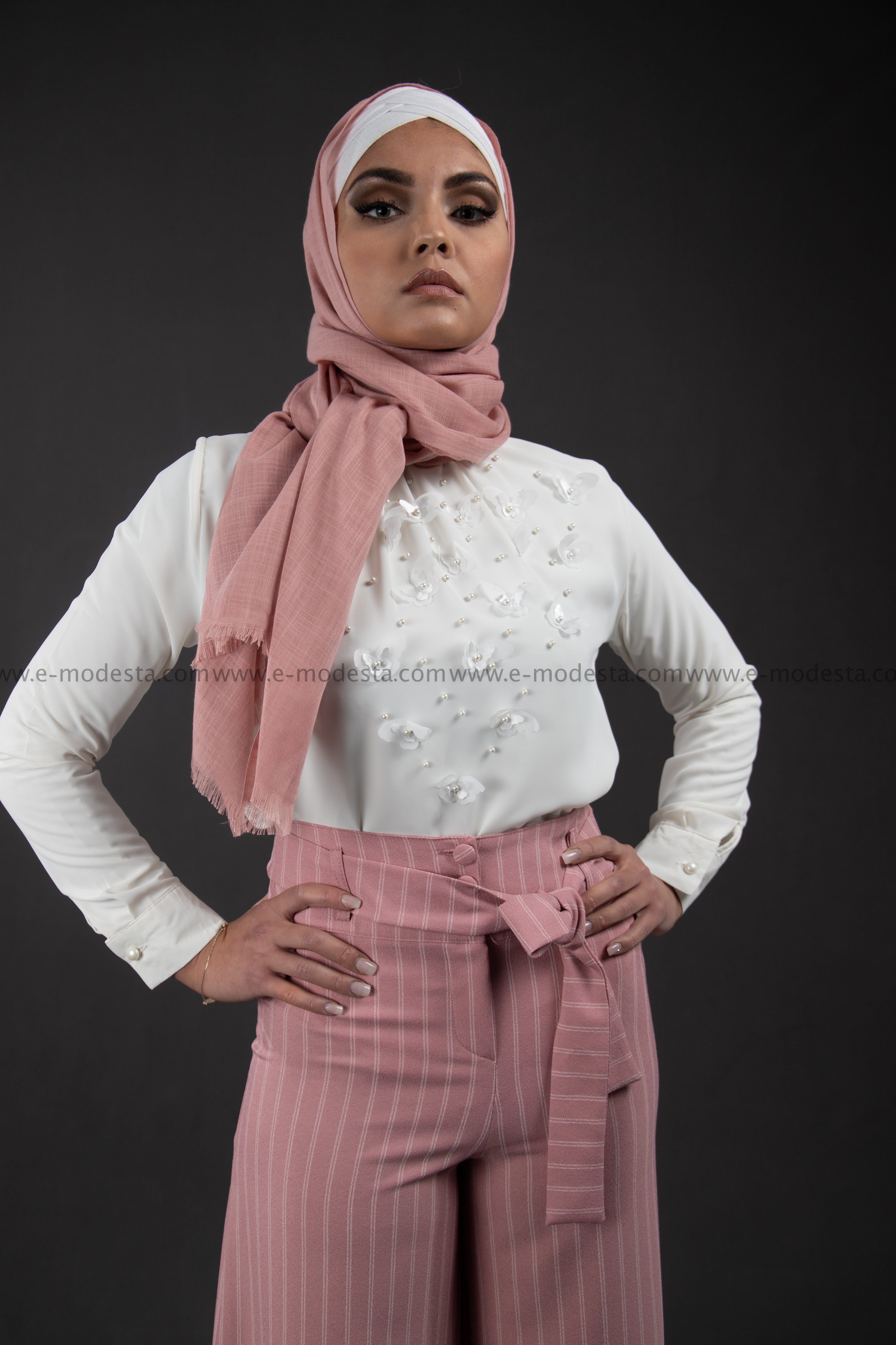 SALE Elegant Blouse with Butterflies | White | Formal - E-Modesta