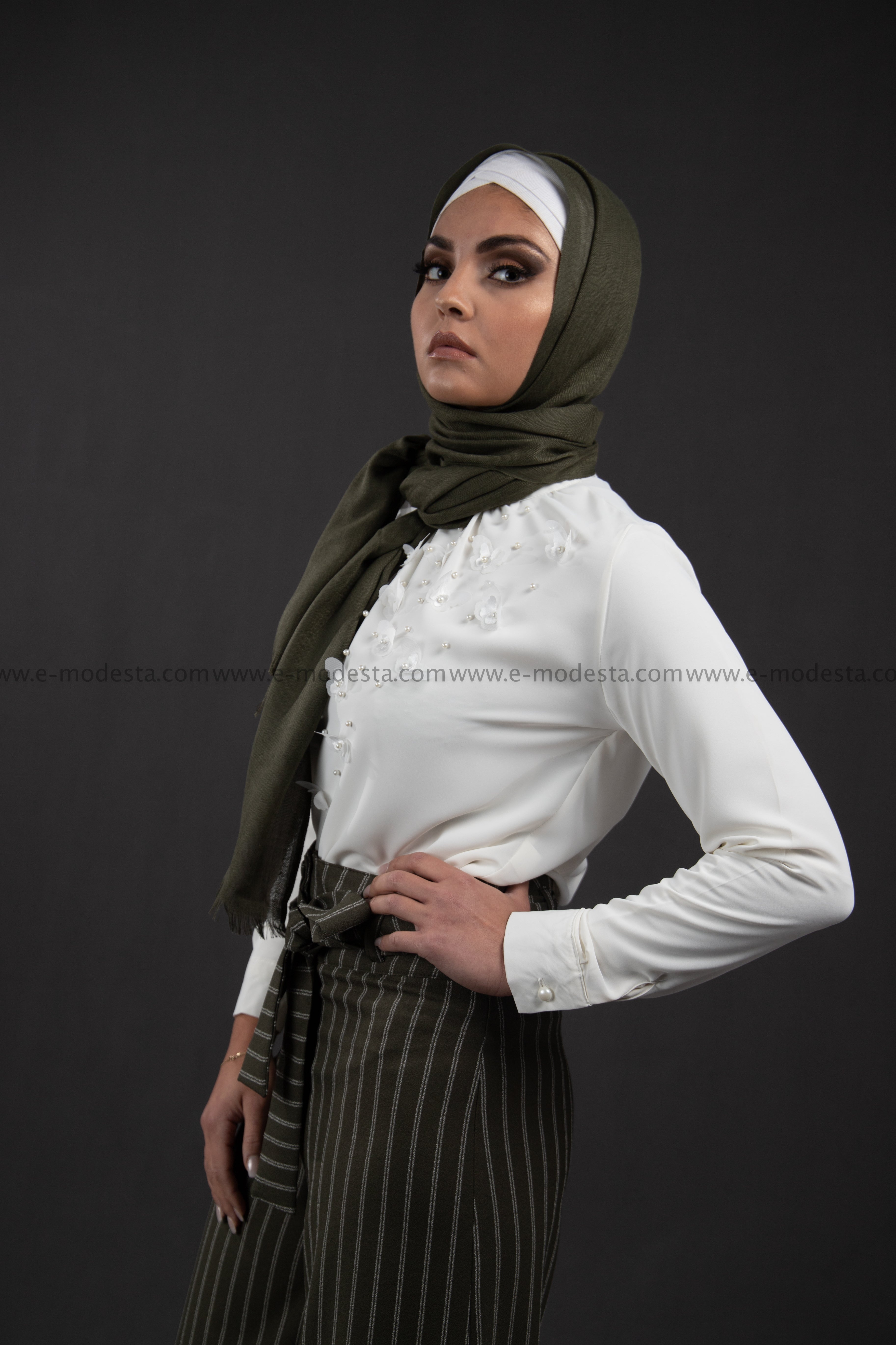 SALE Elegant Blouse with Butterflies | White | Formal - E-Modesta