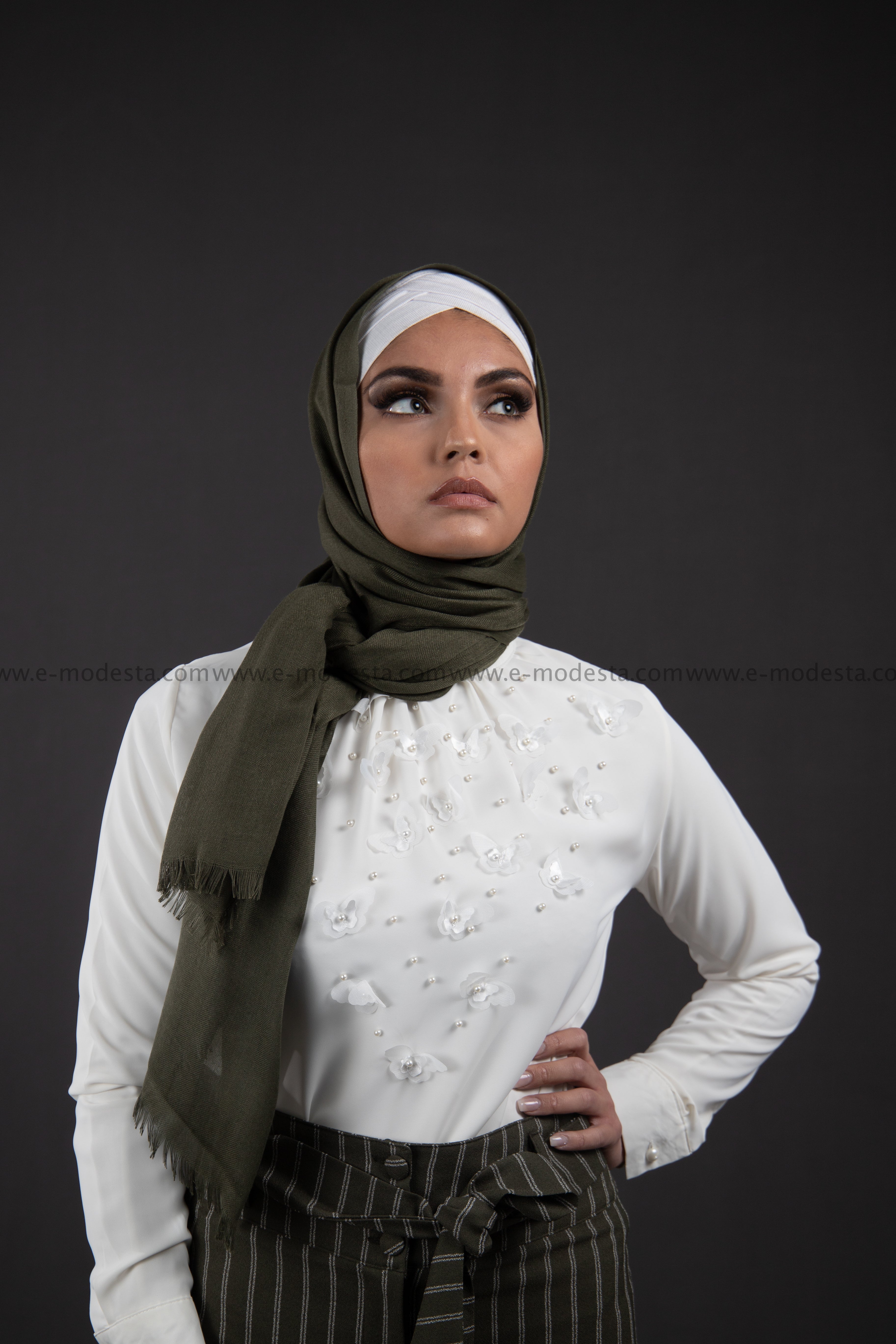 SALE Elegant Blouse with Butterflies | White | Formal - E-Modesta