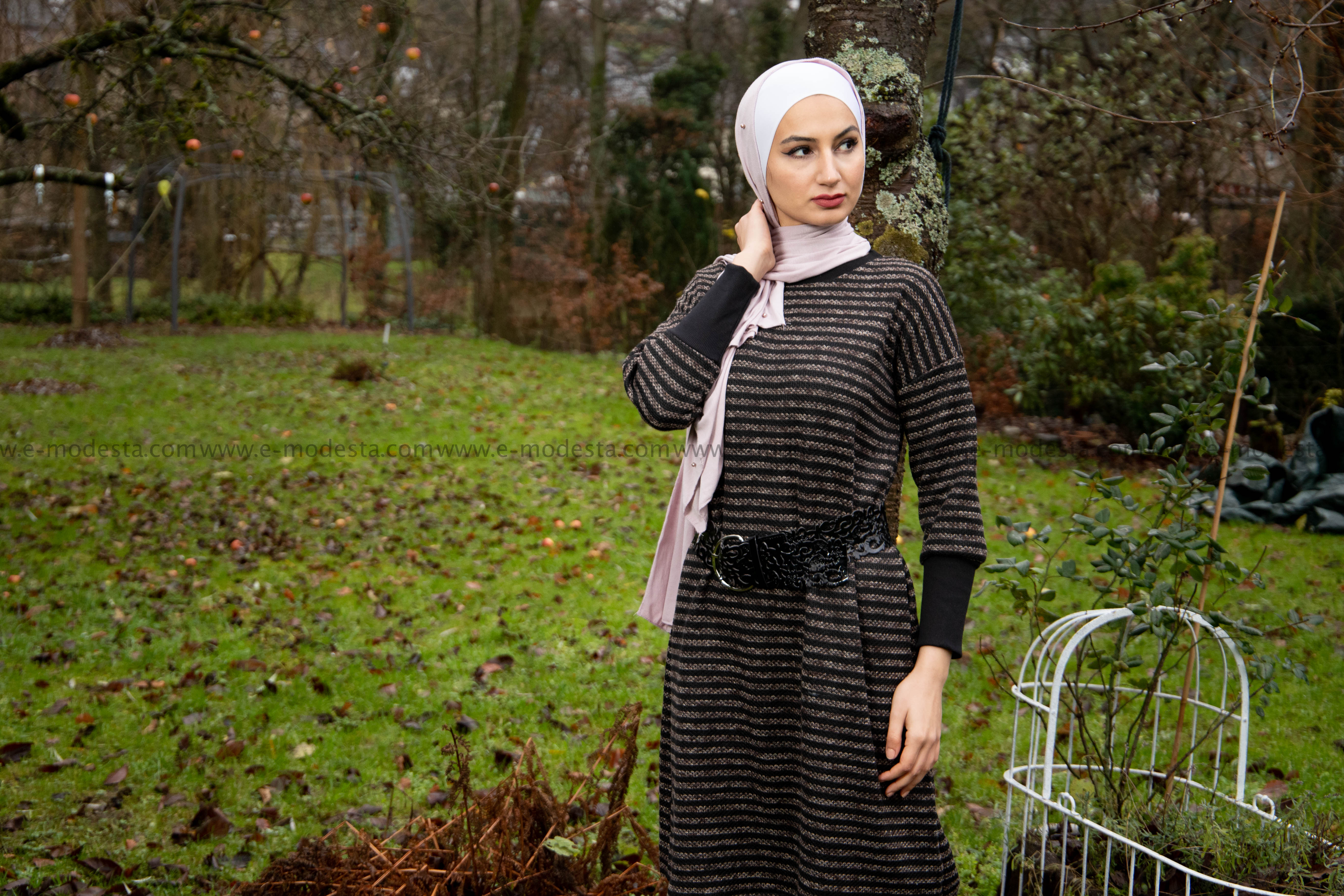 SALE Winter and Autumn Dress Black and Grey - E-Modesta