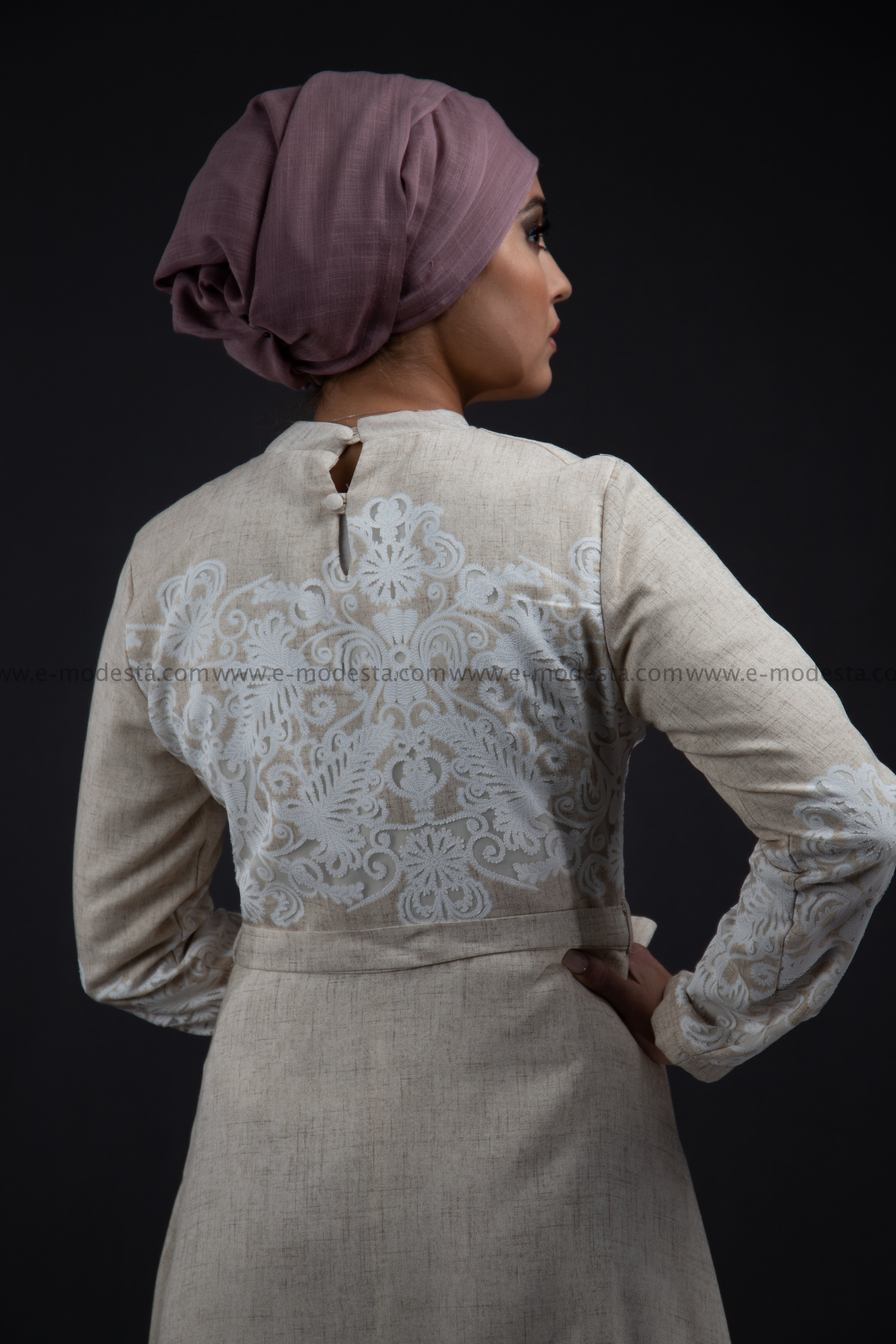 SALE Elegant Summer Maxi Dress | Beige Color | with White Lace E-Modesta SALE Elegant Summer Maxi Dress | Beige Color | with White Lace E-Modesta