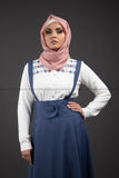 SALE Summer White Shirt | Flowers Embroidery | Blue and Pink - E-Modesta