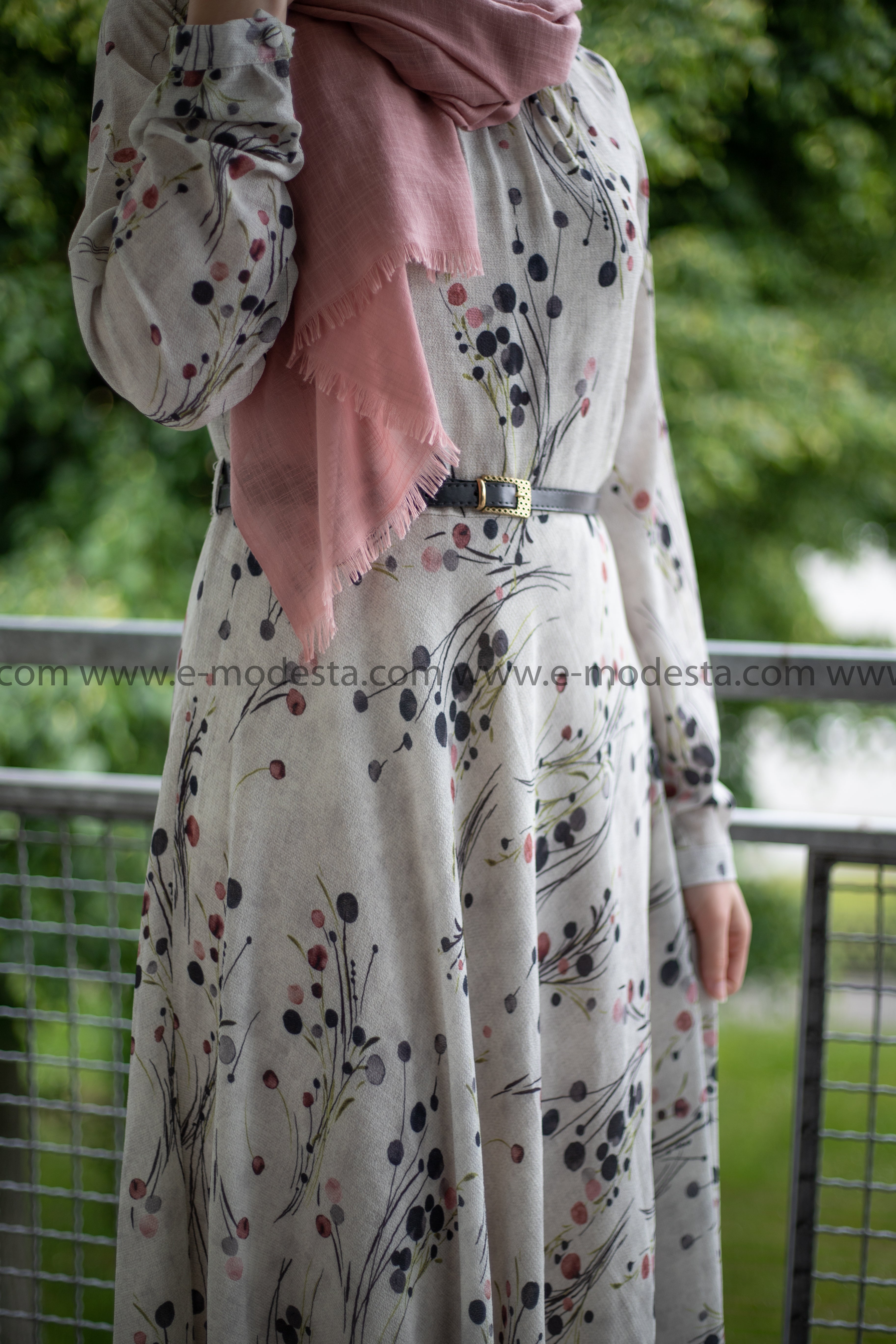 Elegant Maxi Summer Dress | Pink Dots Pattern | Fully Lined from Insid E-Modesta Elegant Maxi Summer Dress | Pink Dots Pattern | Fully Lined from Insid E-Modesta