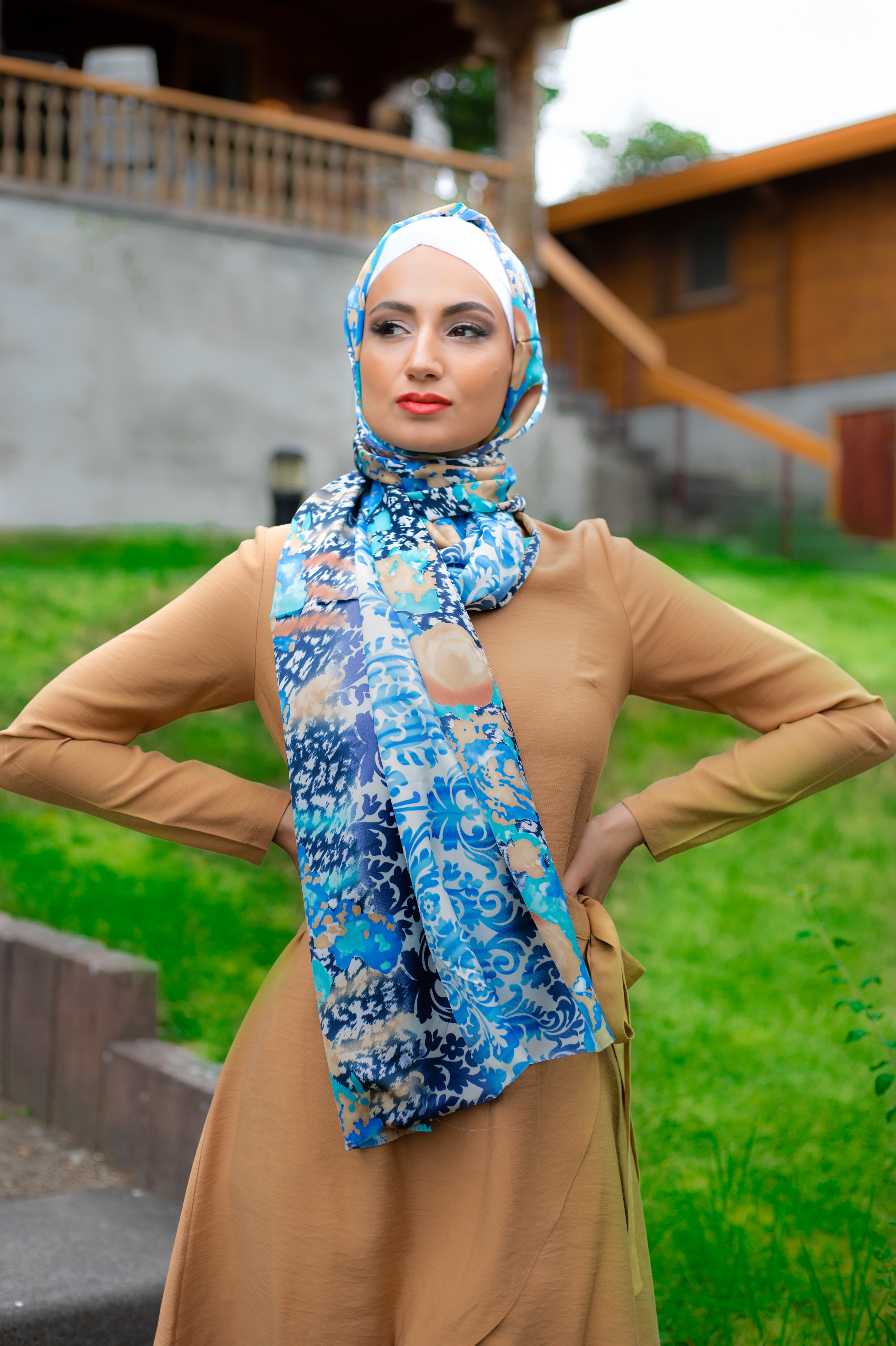 Elegant Puane Suit | Camel Color - E-Modesta#Hijab_fashion#