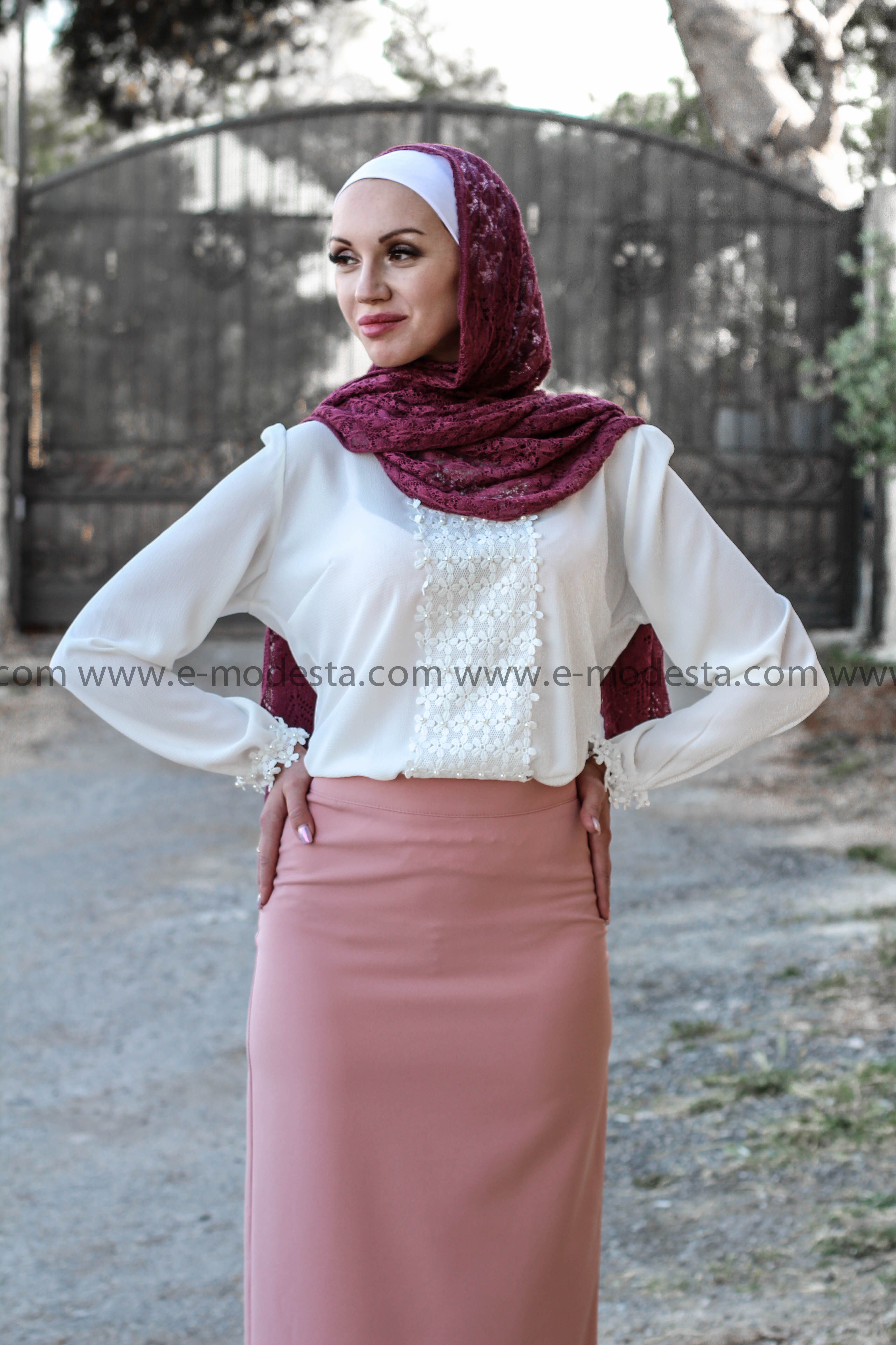 Elegant Summer Long Sleeve Floral Blouse - E-Modesta#Hijab_fashion#